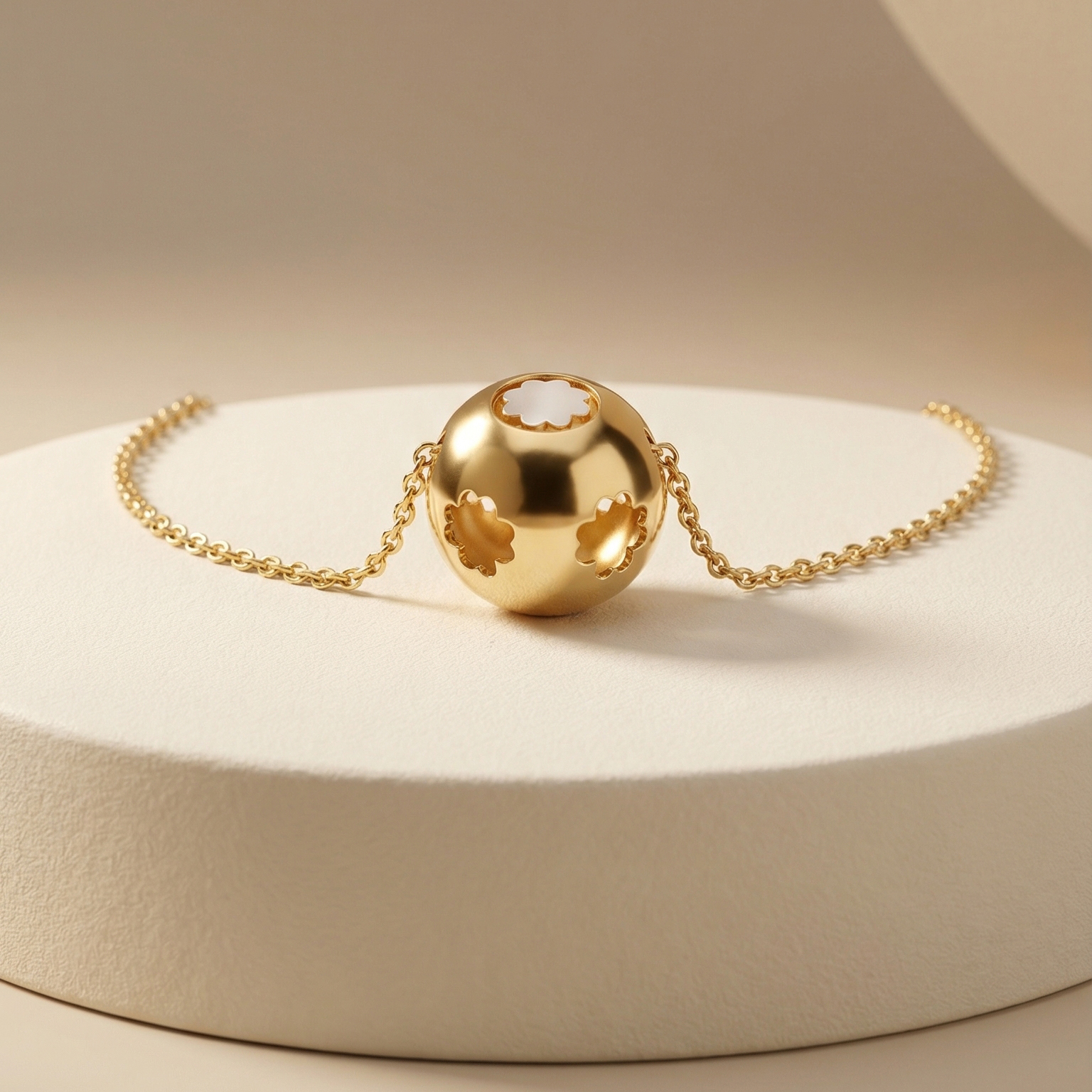 Mặt dây chuyền GF 14K charm tròn khắc hoa Daisy cánh BN JEWELRY