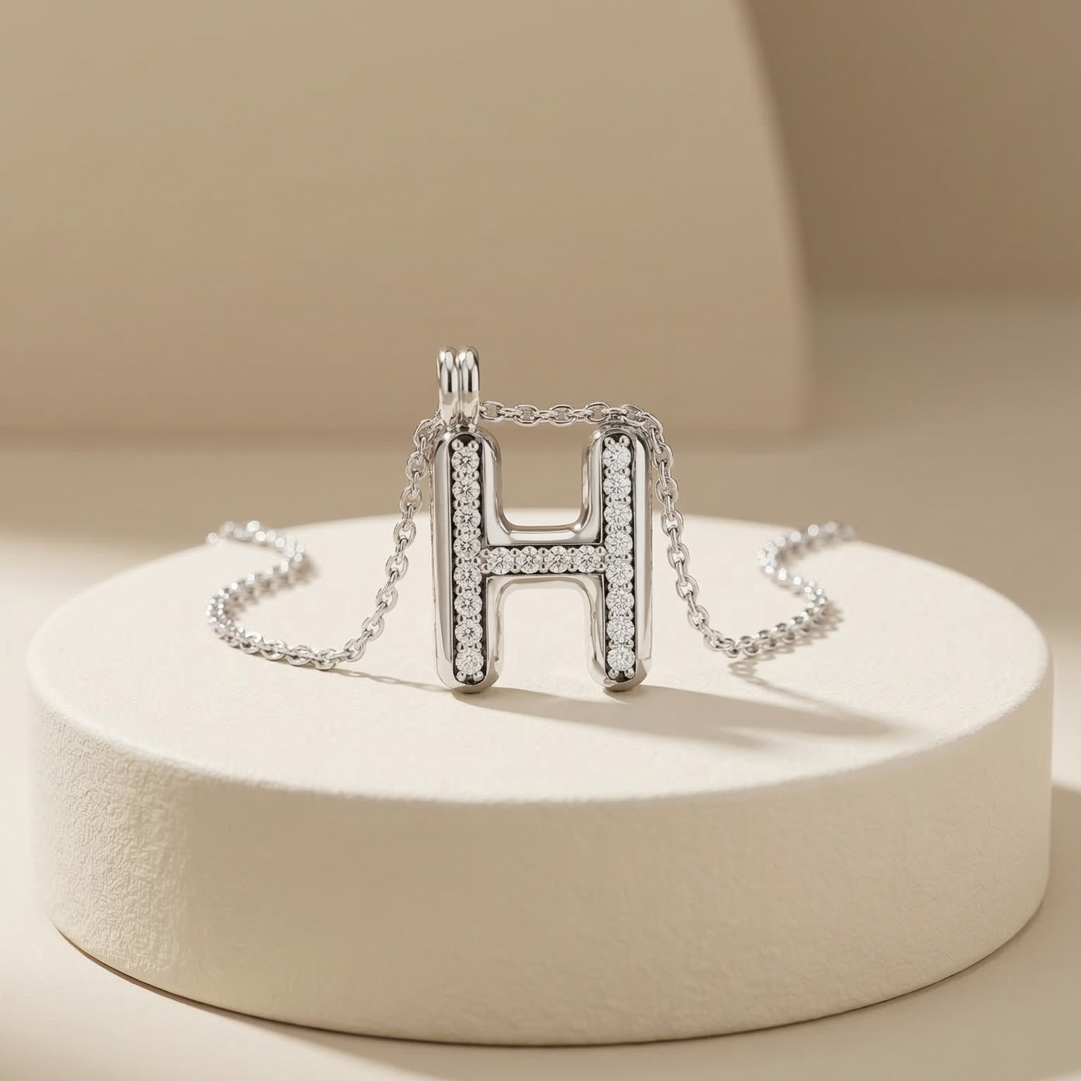 Mặt dây chuyền GF 14K chữ H full đá tấm moissanite BN JEWELRY