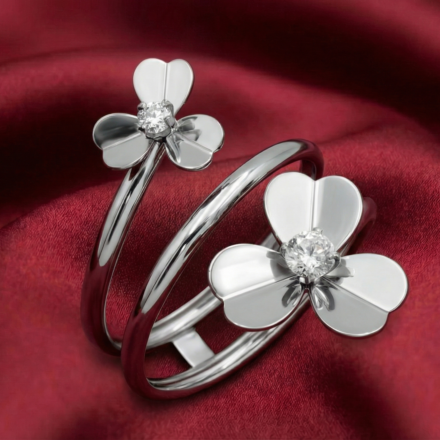 Nhẫn xoắn vòng cỏ 3 lá may mắn BN JEWELRY