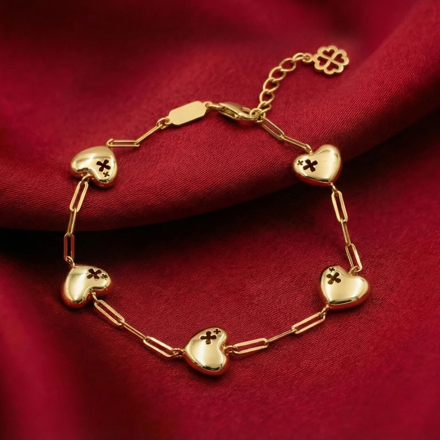 Lắc tay mắt paperclip chuỗi trái tim Five Star BN JEWELRY