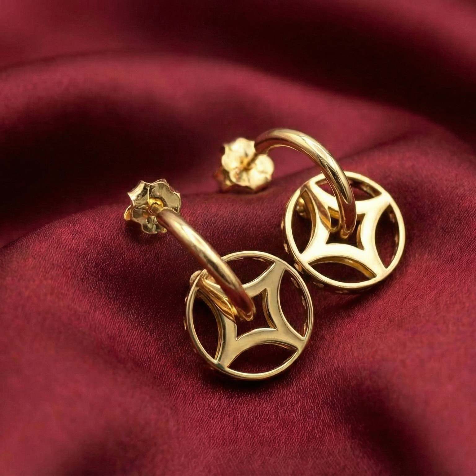 Bông tai GF 14K khuyên tròn Kim tiền như ý BN JEWELRY