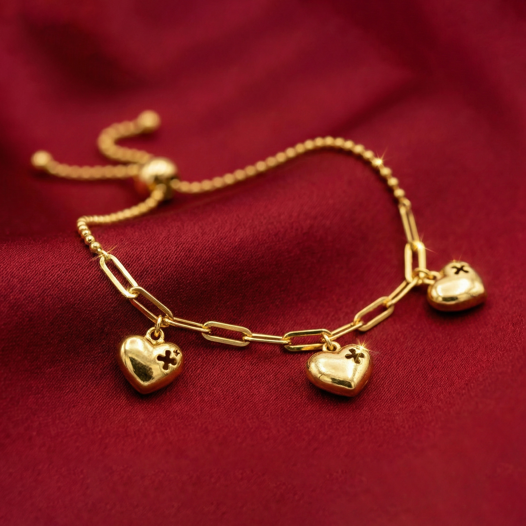 Lắc tay dây rút 3 chi tiết trái tim Fever Heart BN JEWELRY