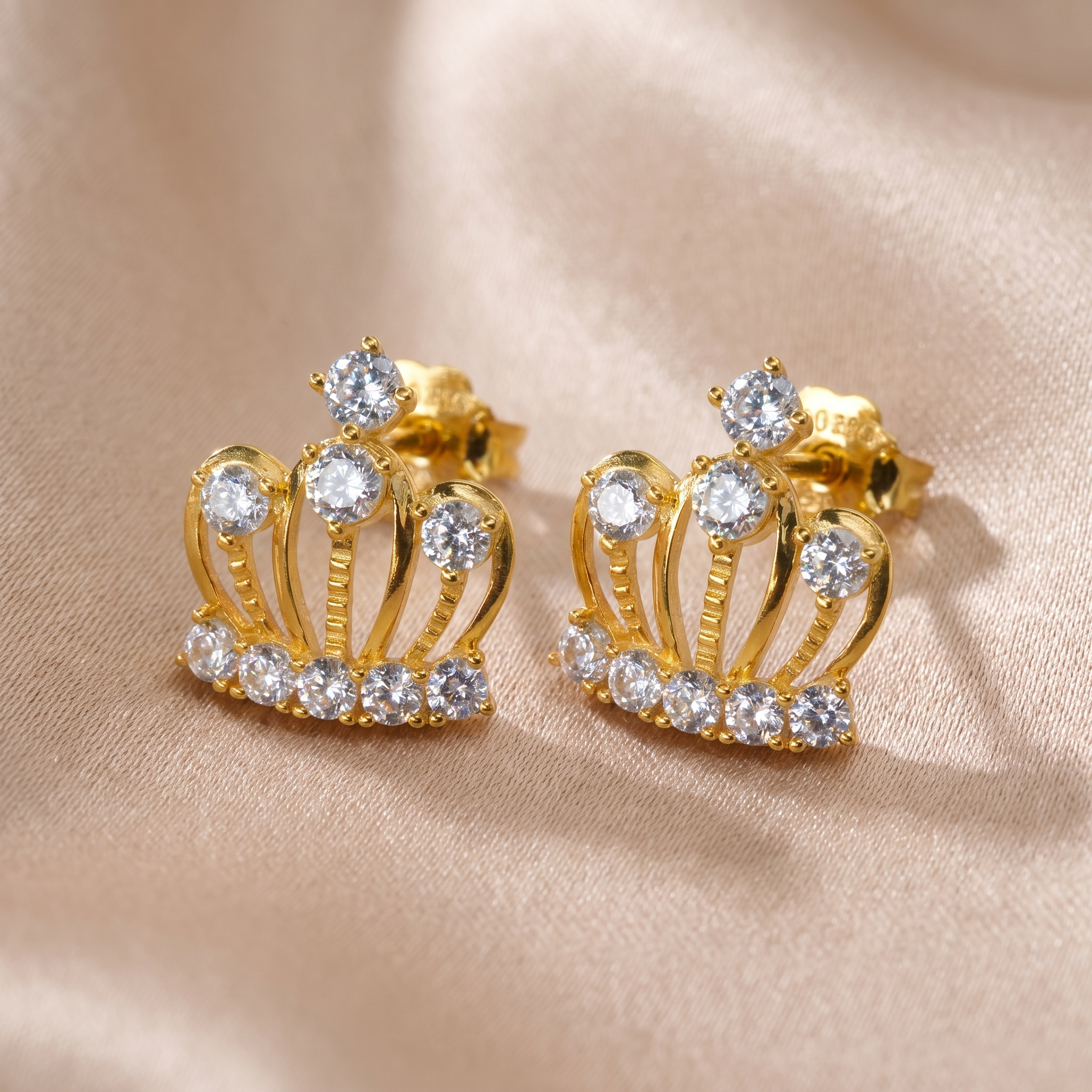 Bông tai phụ kiện Au20% Mini Crown vương miện đính đá BN JEWELRY |  - BDY1151_Au20 (~0.22c)