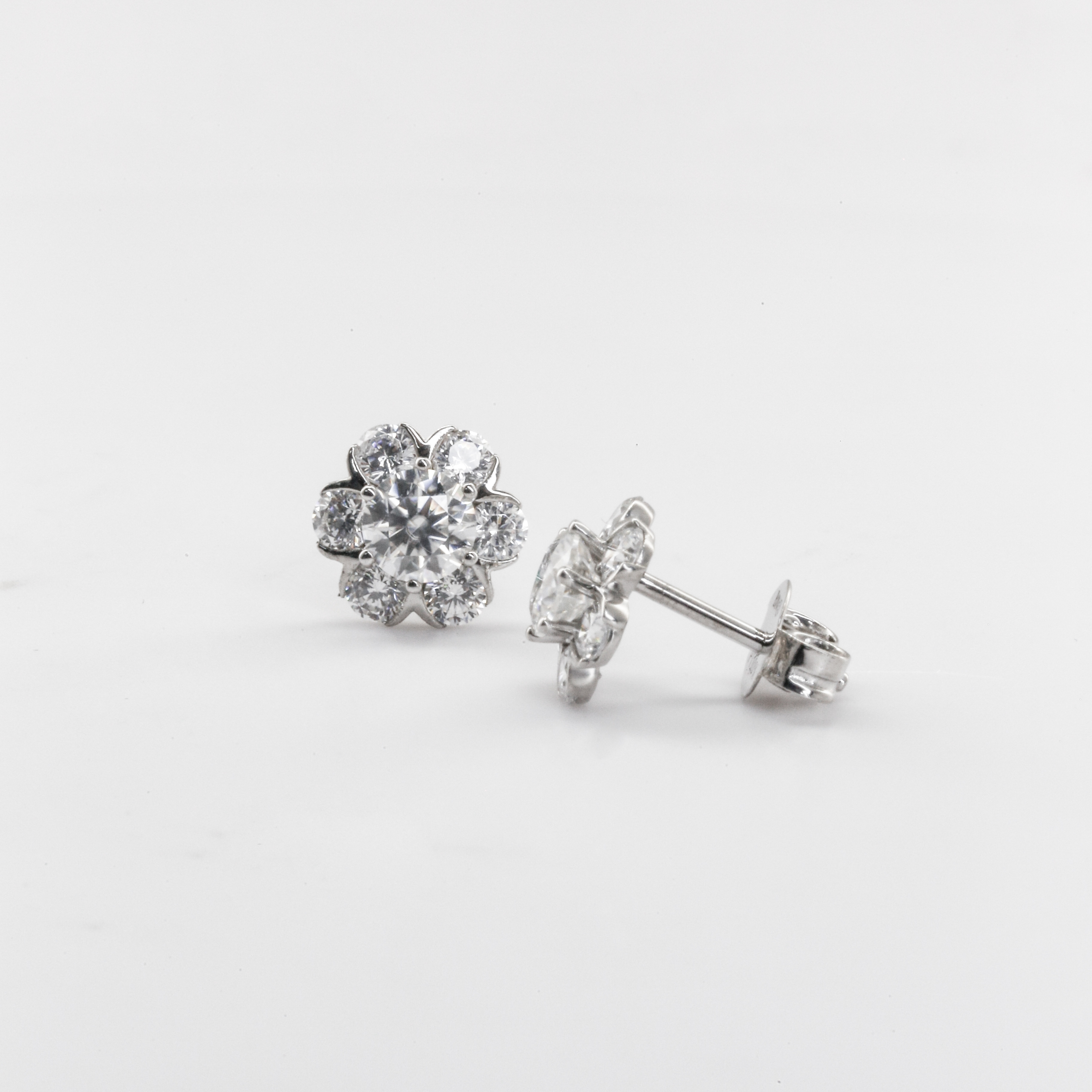 Bông tai Bạch kim Platinum 10% thiết kế Halo Studs đính đá BN JEWELRY - BDY2049_PT