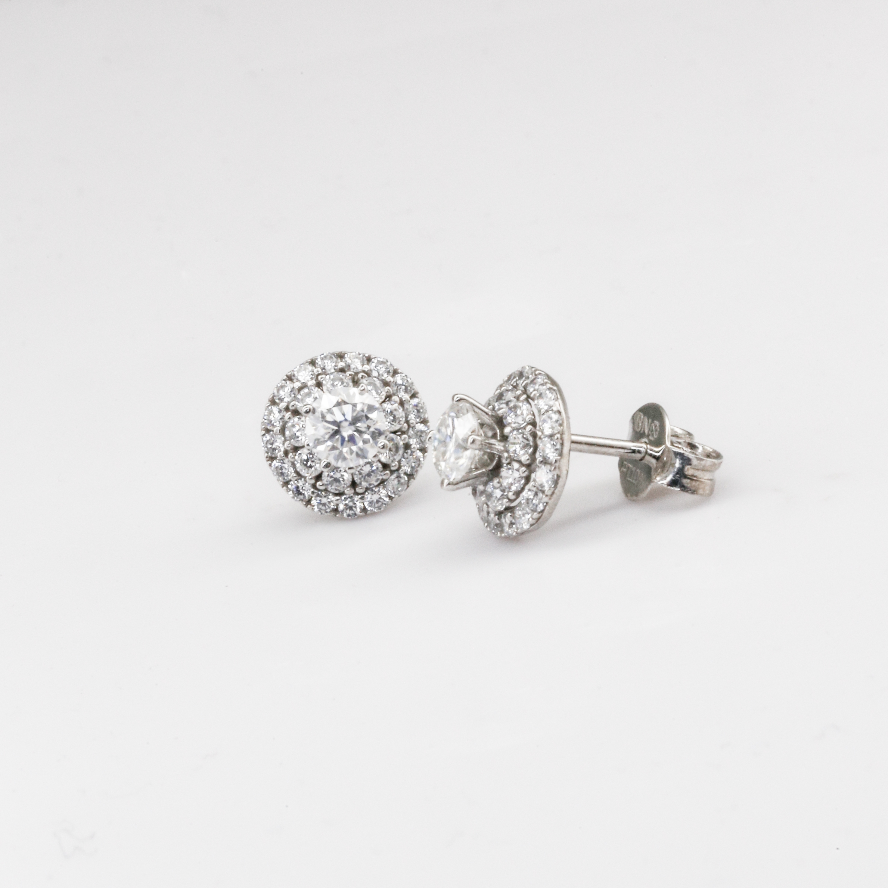 Bông tai Bạch kim Platinum 10% thiết kế halo đính đá moissanite BN JEWELRY | đá 4.0 ly - BDY2257_PT