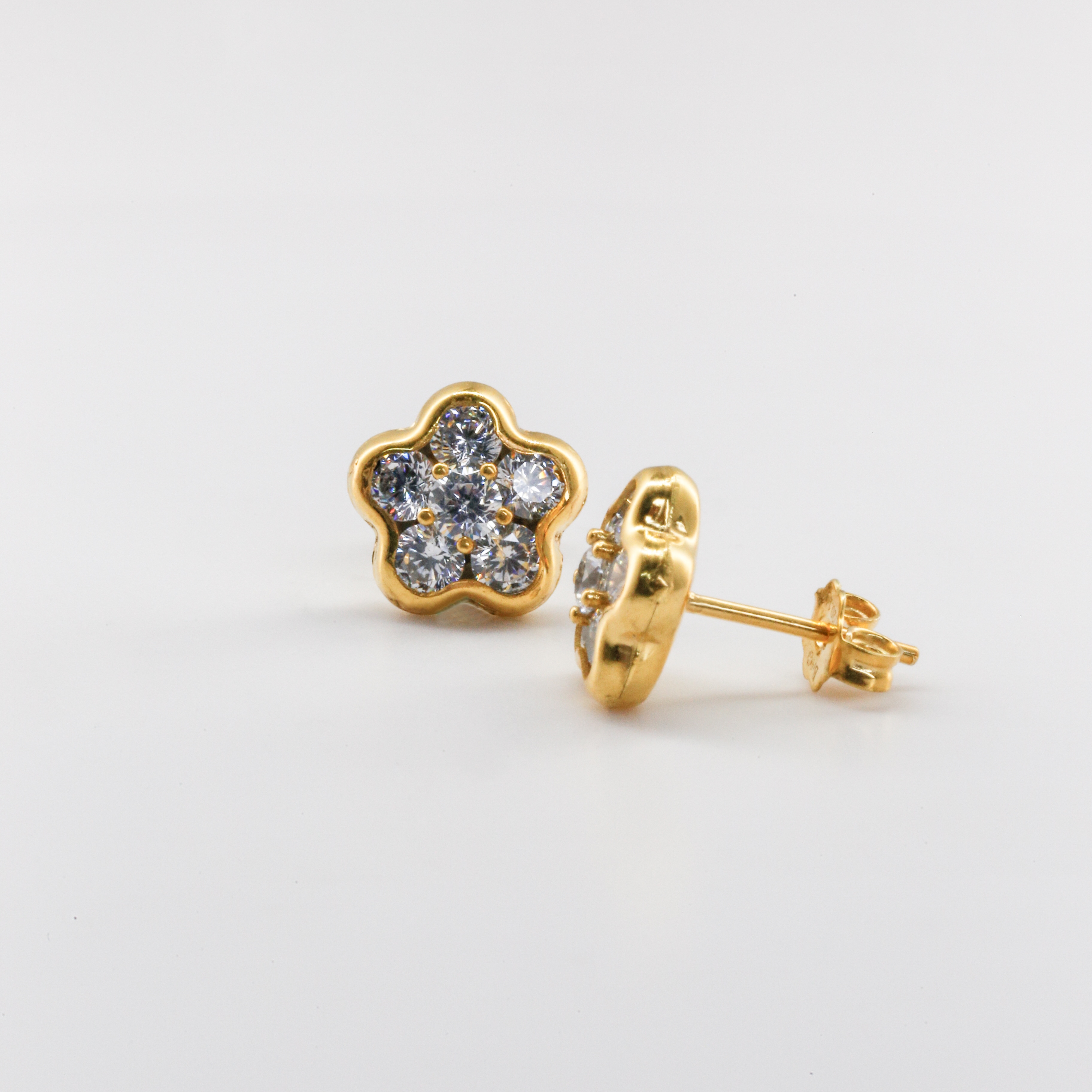 Bông tai Gold Filled 14K 1/20 hoa năm cánh The Blossom Aura đính đá BN JEWELRY | đá 3.0 ly - BDY2386_E