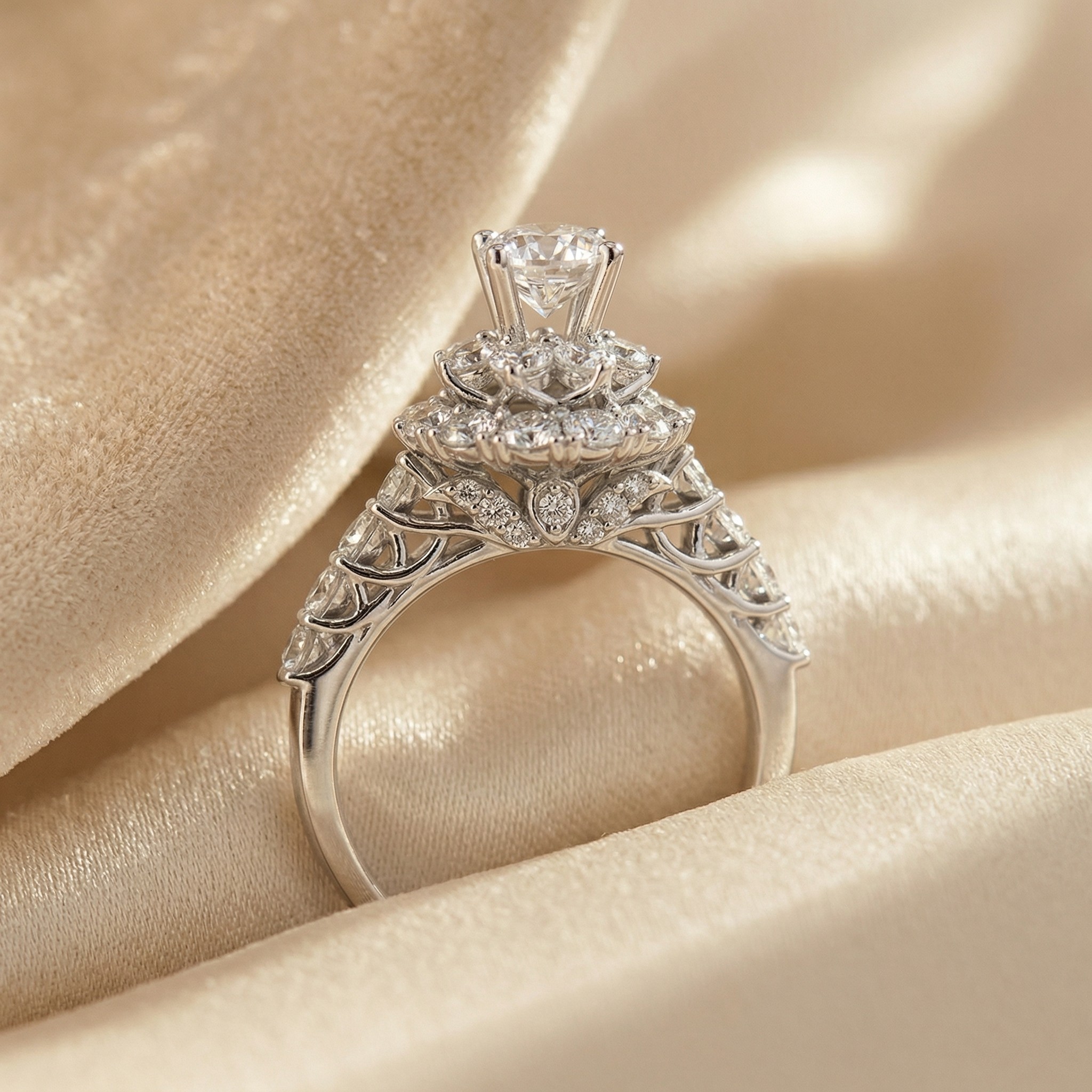Nhẫn Platinum thiết kế Pave Halo Duo Daffney BN JEWELRY | 5.5 ly