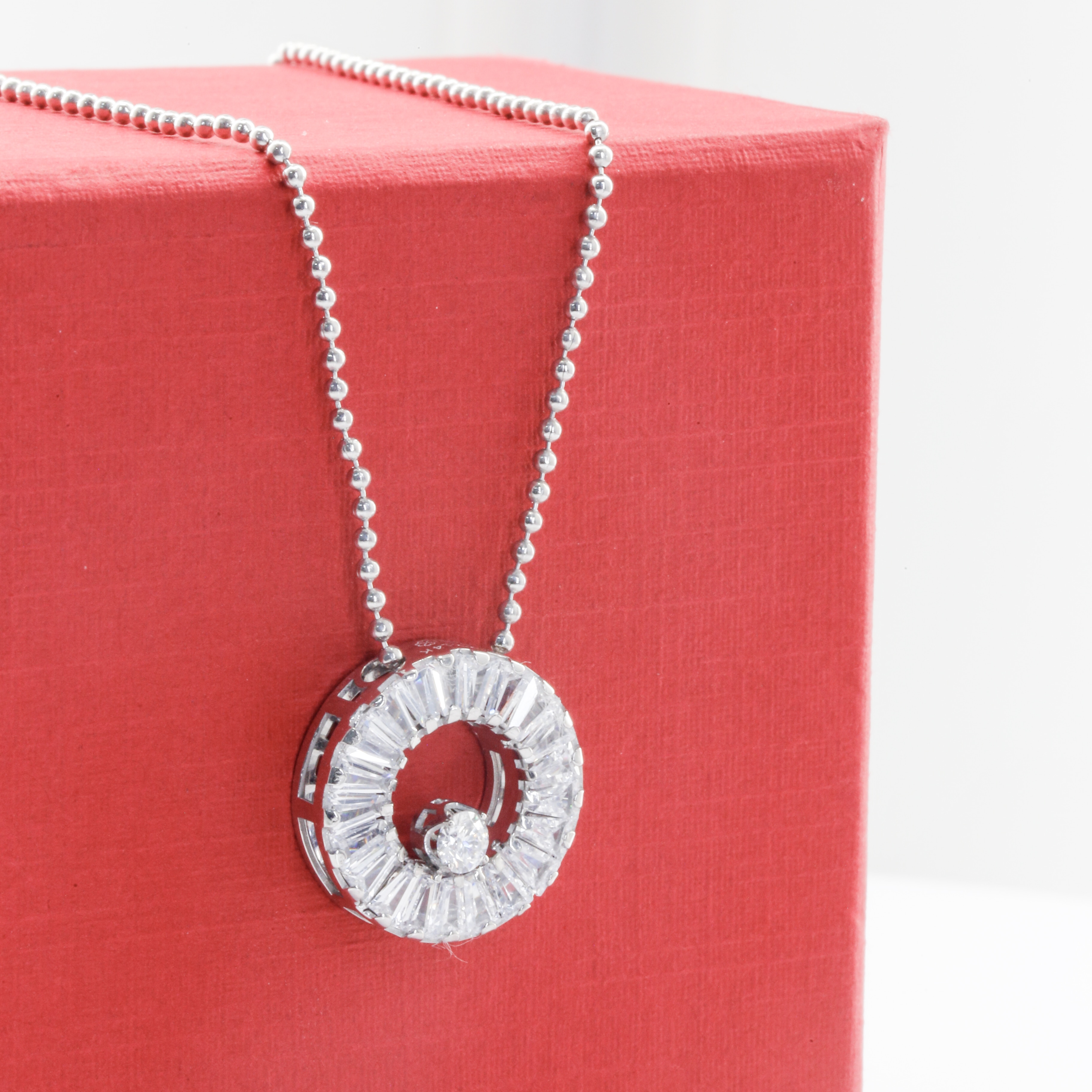 Bộ dây chuyền Gold Filled 14K 1/20 mắt bi mặt Aurora Halo tròn Baguette BN JEWELRY - DKY2697_E