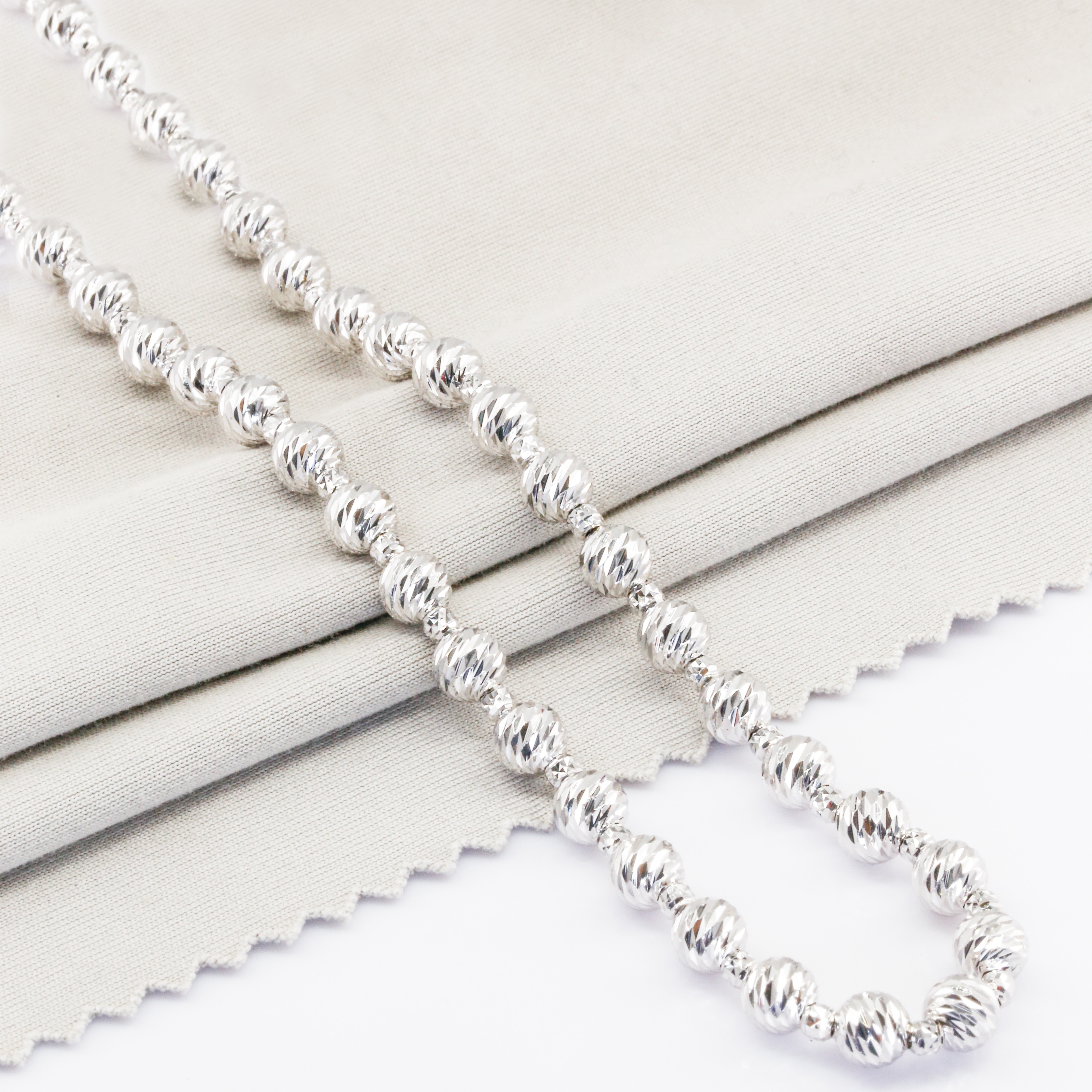 Dây chuyền Bạch kim Platinum 10% thiết kế bi châu phối BN JEWELRY | bản 2.5 ly 5.0 ly - DKYCHAU2.5_5_PT