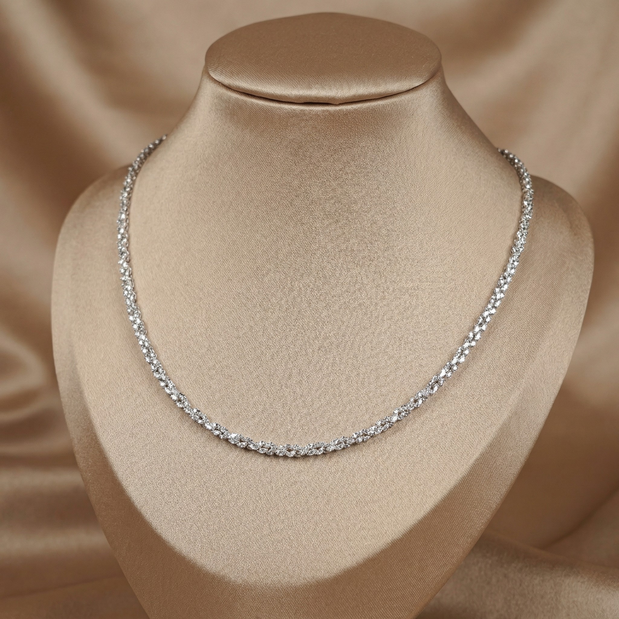 Dây chuyền Platinum thiết kế xoắn bông mai BN JEWELRY | DKY2163