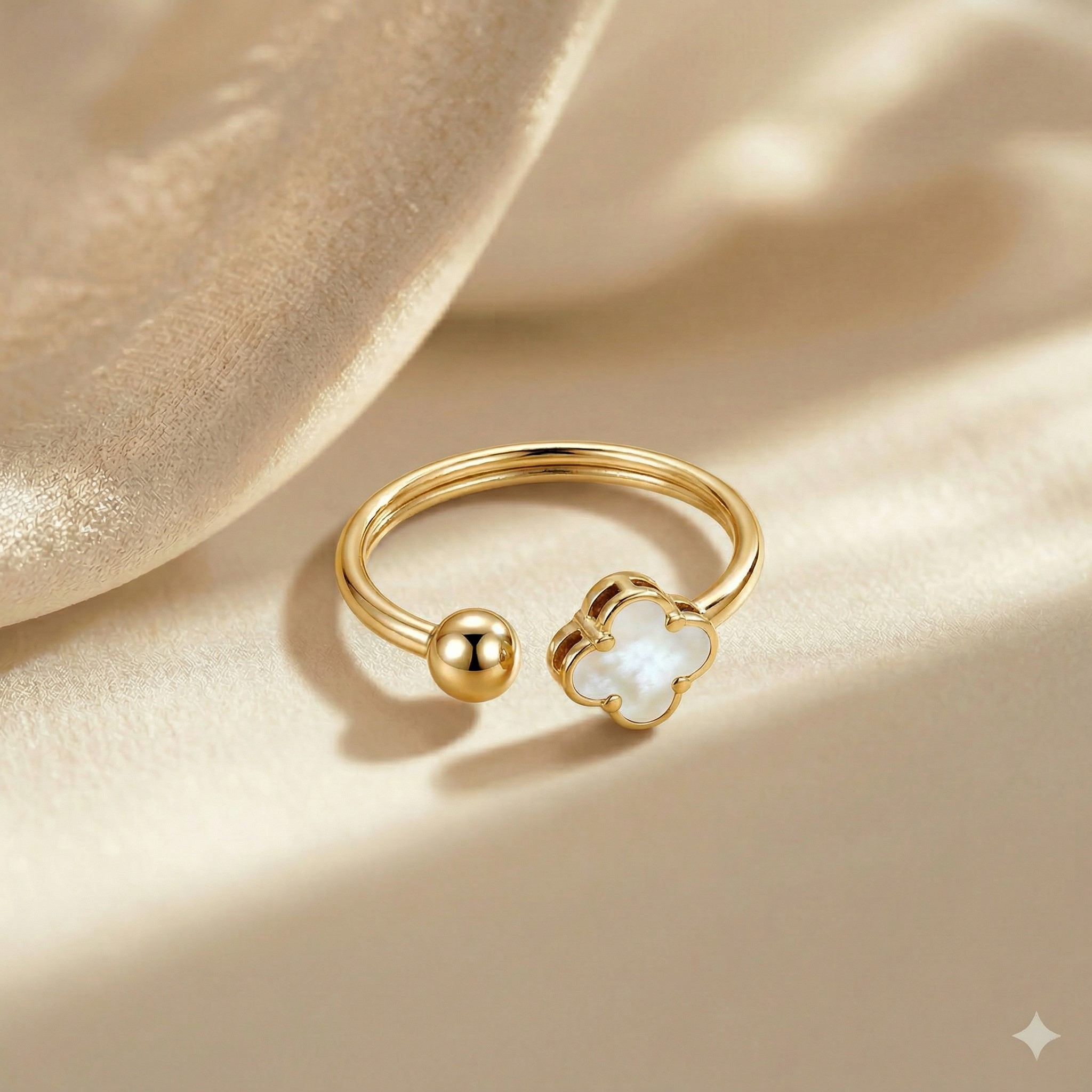 Nhẫn GF 14K thiết kế hở cỏ 4 lá Lucky Clover BN JEWELRY _ NGY1851_E