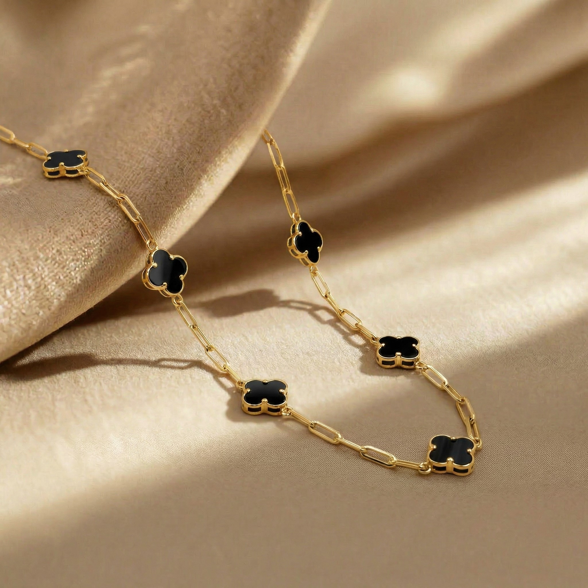Dây chuyền cỏ 4 lá mặt đá xen kẽ mặt vân ánh kim BN JEWELRY | 7 họa tiết