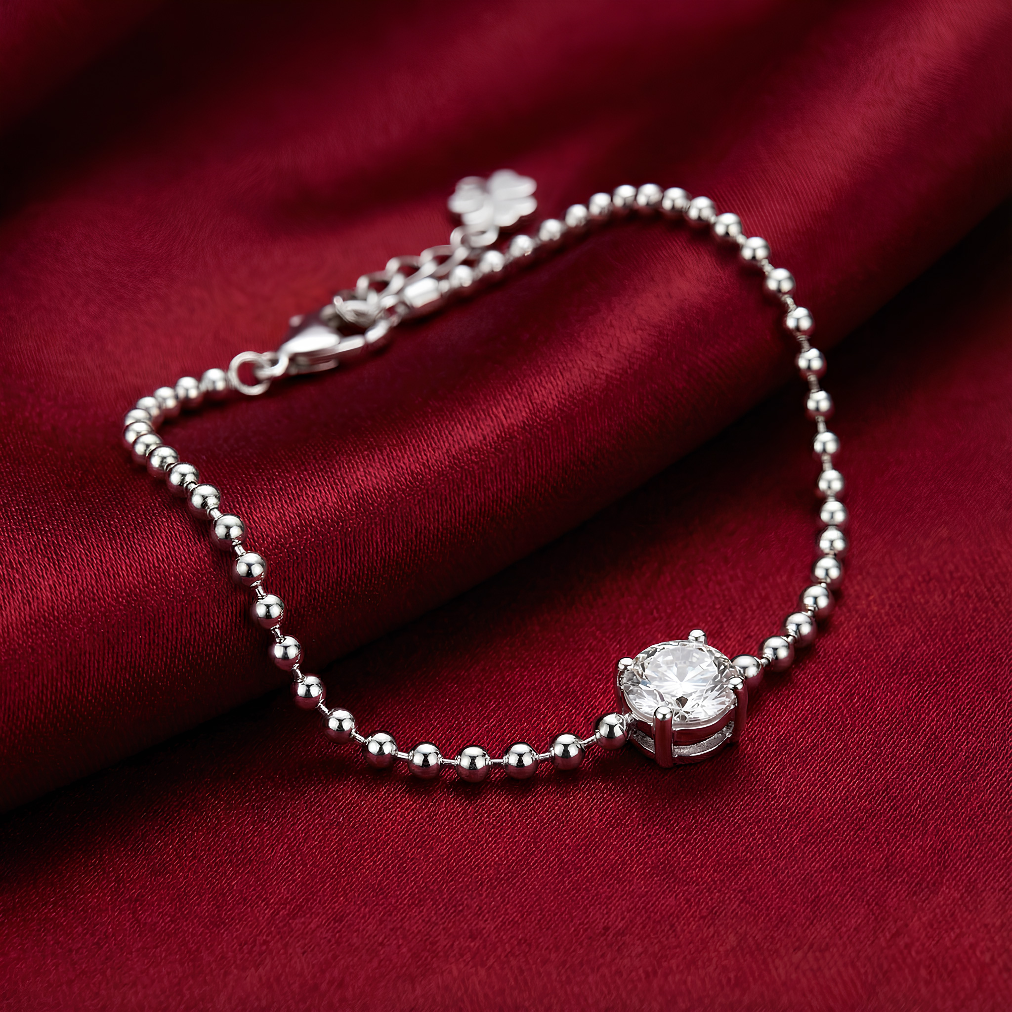 Lắc tay mắt bi đính đá moissanite BN Jewelry |6.0 Ly