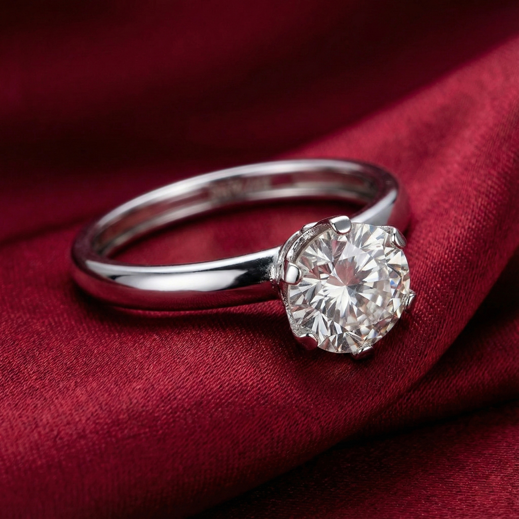 Nhẫn GF 14K Solitaire classic đính đá moissanite BN JEWELRY | đá 7.0 ly