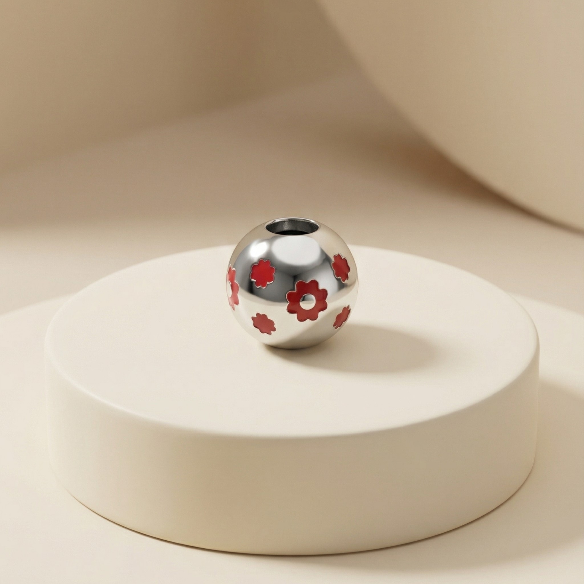 Mặt dây chuyền GF 14K thiết kế charm bi hoa 4 cánh đôi mini BN JEWELRY | PK488_E