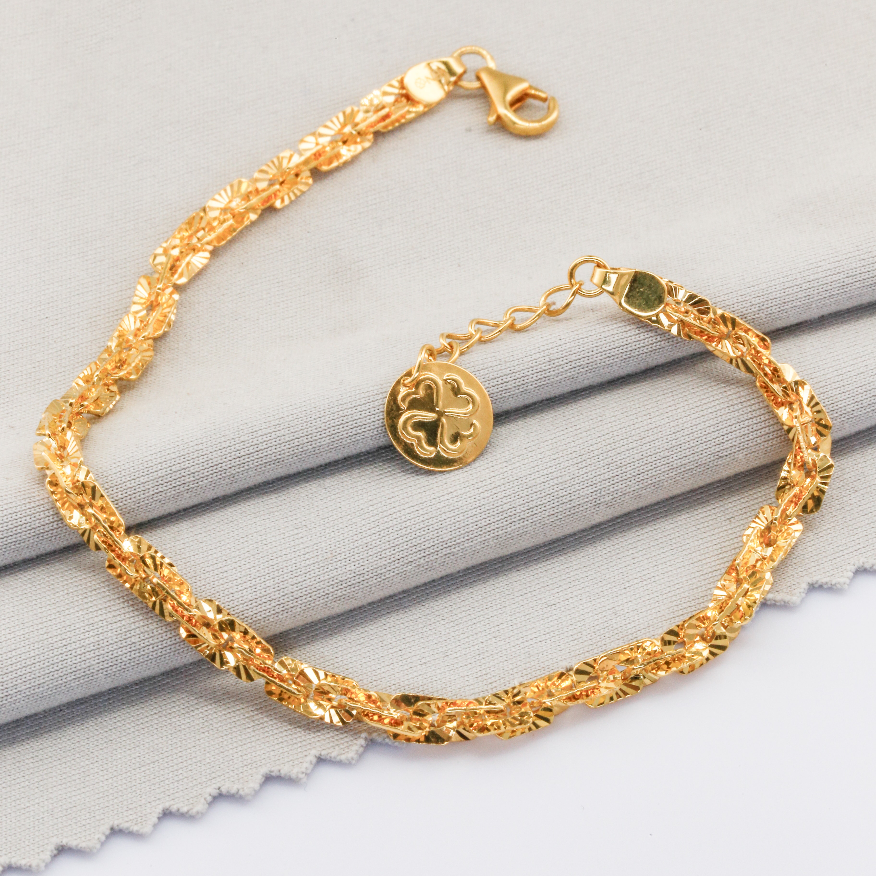 Lắc tay Bạch kim Platinum 7% dây xoắn Twist màu vàng BN JEWELRY - LTY1451_PT_V