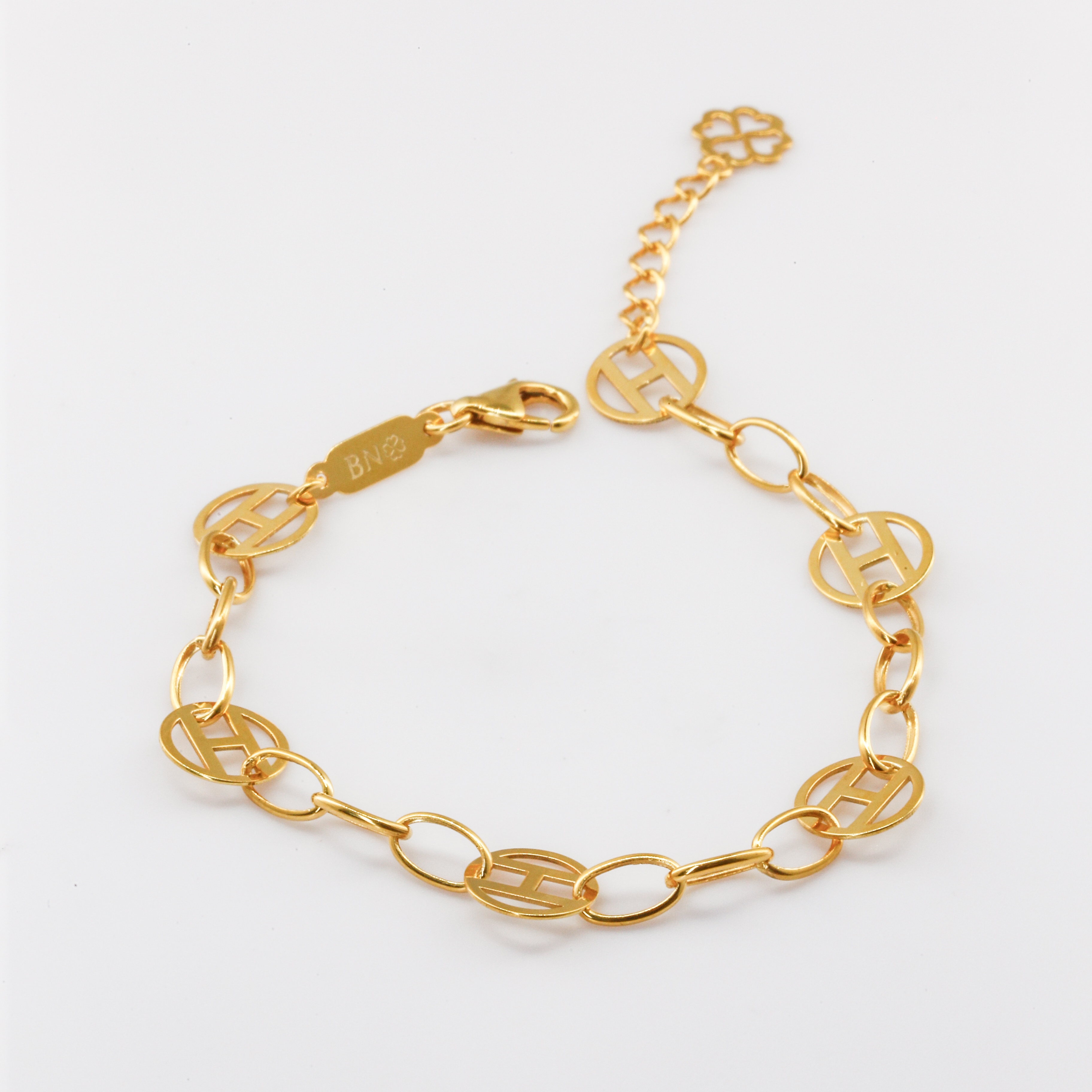 Lắc tay Gold Filled 14K 1/20 thiết kế mắt xích tròn lồng chữ H cách điệu BN JEWELRY - LTY1871_E