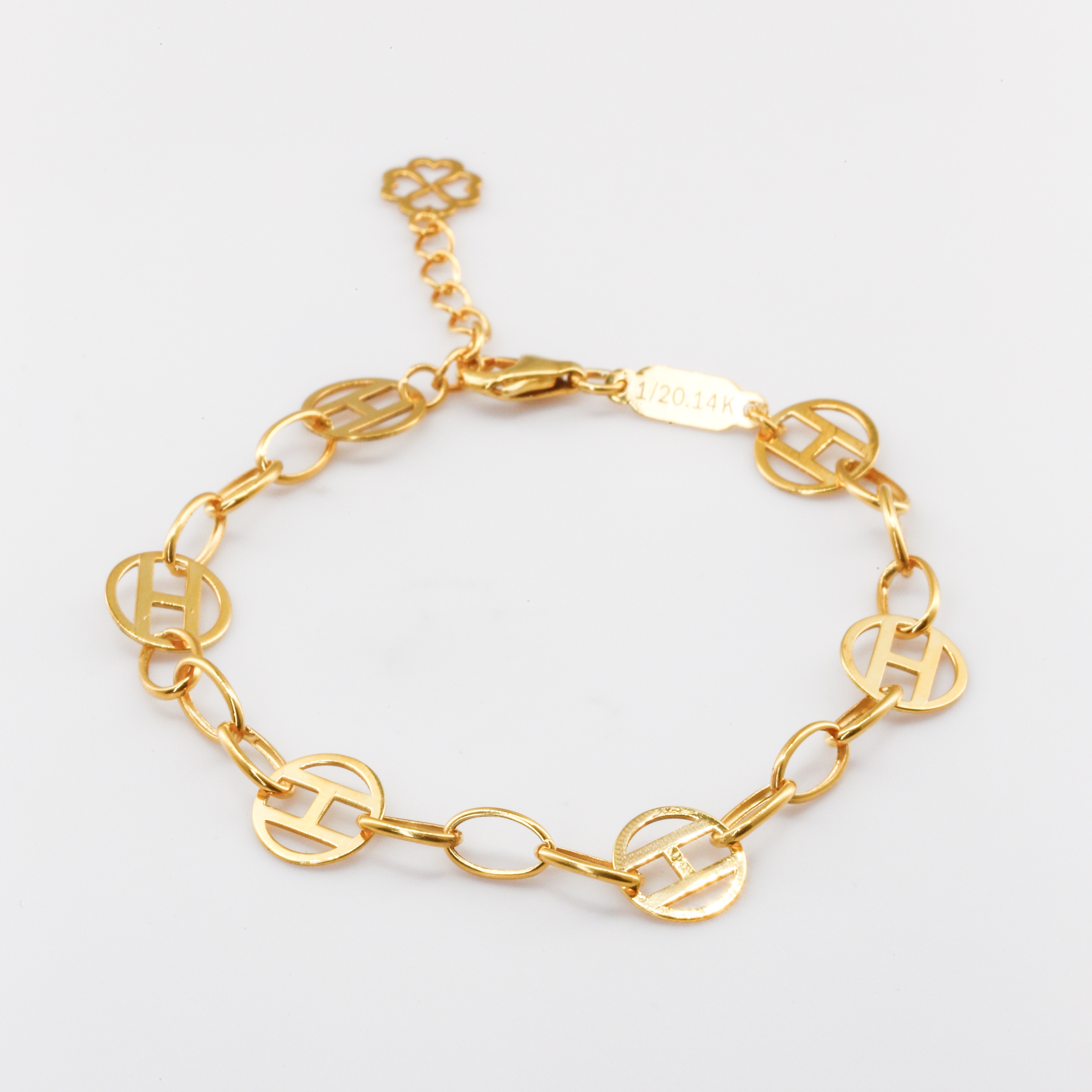 Lắc tay Gold Filled 14K 1/20 thiết kế mắt xích tròn lồng chữ H cách điệu BN JEWELRY - LTY1871_E