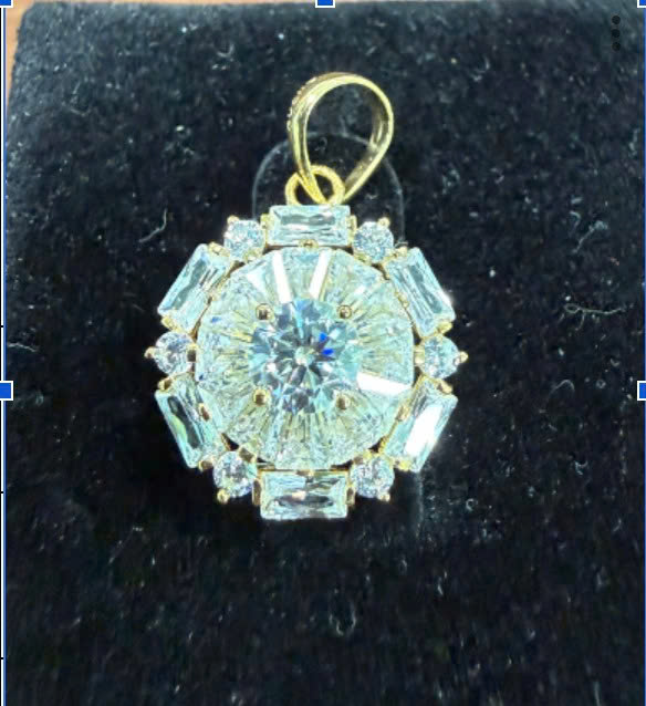 Mặt dây chuyền Halo Baguette Sunburst BN JEWELRY | MDY1491_Au20 (Công chế tác hoàn thiện)~0.246 chỉ