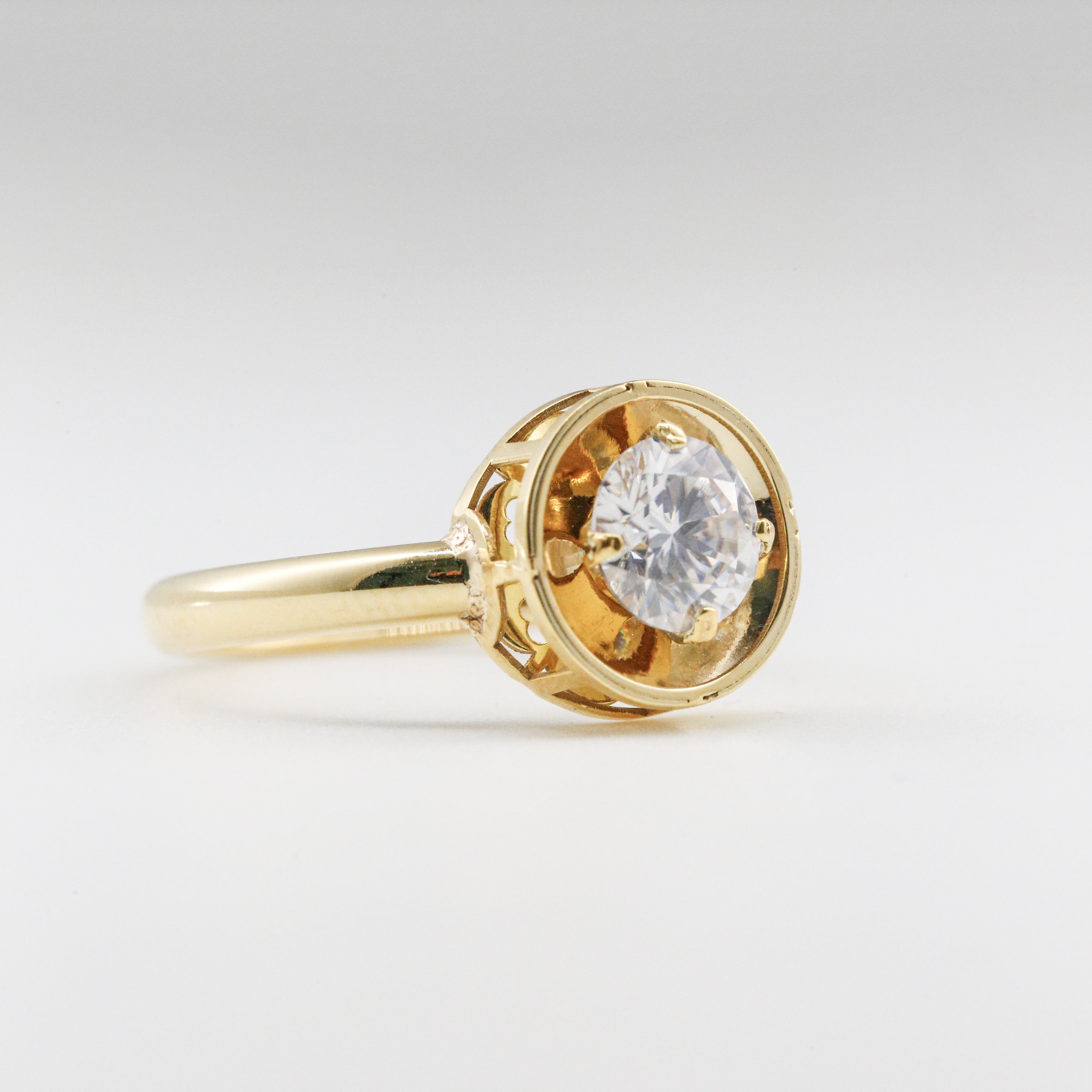 Nhẫn Gold Filled 14K thiết kế vòng xoáy Halo đính đá Moissanite BN JEWELRY | đá 6.0 ly - NGY1872_E