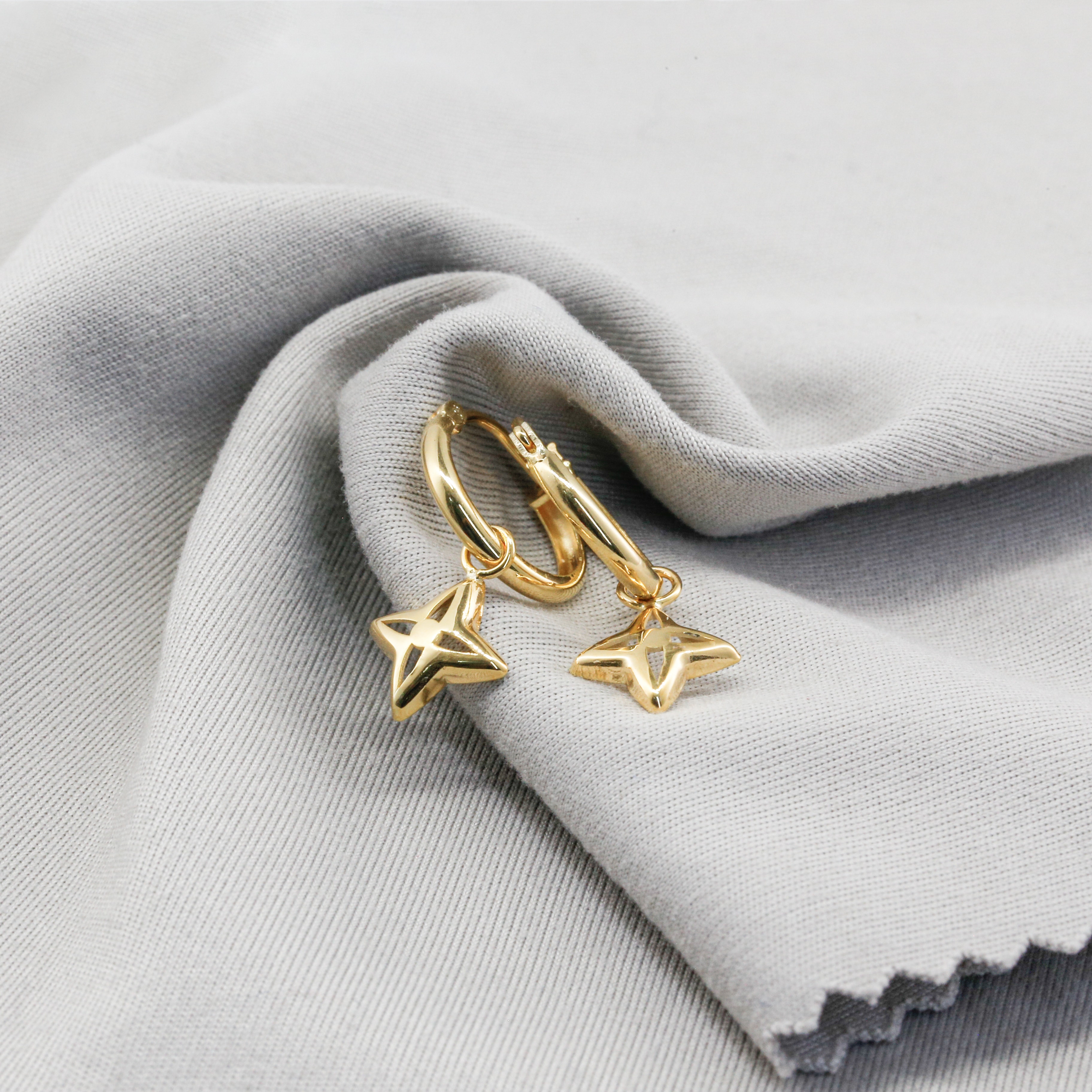 Bông tai Gold Filled 14K 1/20 khoen tròn charm treo trái tim BN JEWELRY - BTY2397_E