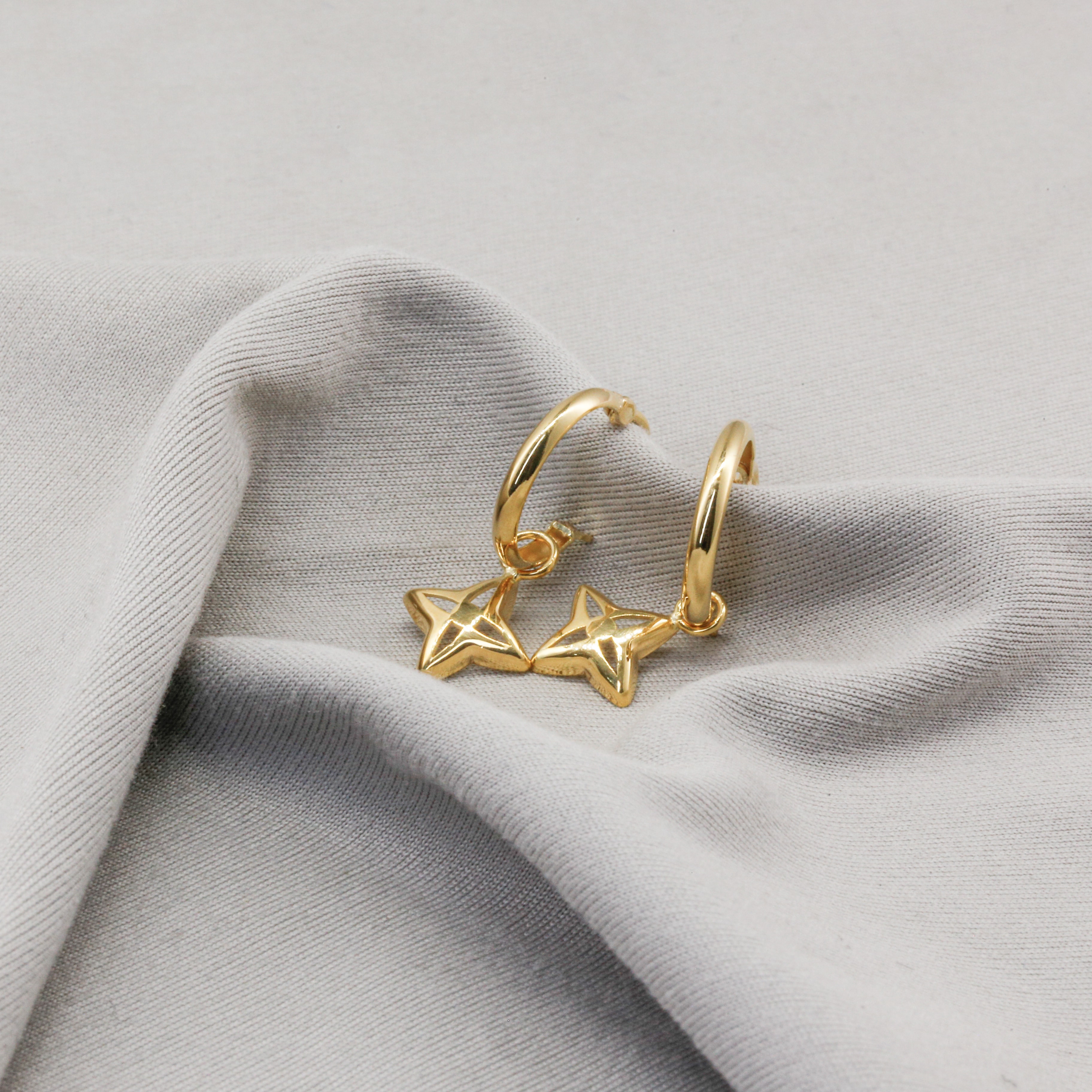 Bông tai Gold Filled 14K 1/20 khoen tròn charm treo trái tim BN JEWELRY - BTY2397_E