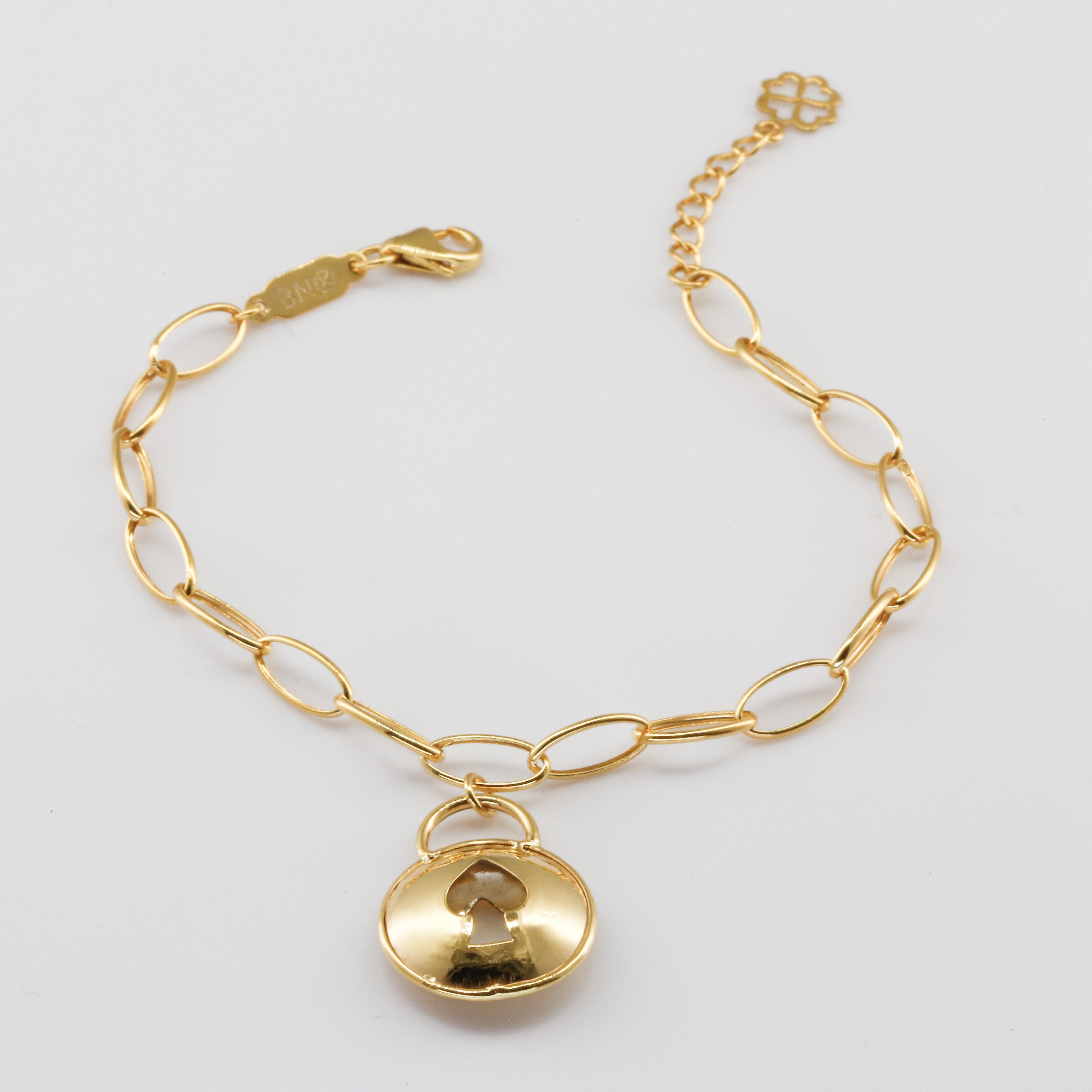 Lắc tay Gold Filled 1/20 14K mắt xích Oval charm tròn chất bích BN JEWELRY - LTY1872_E
