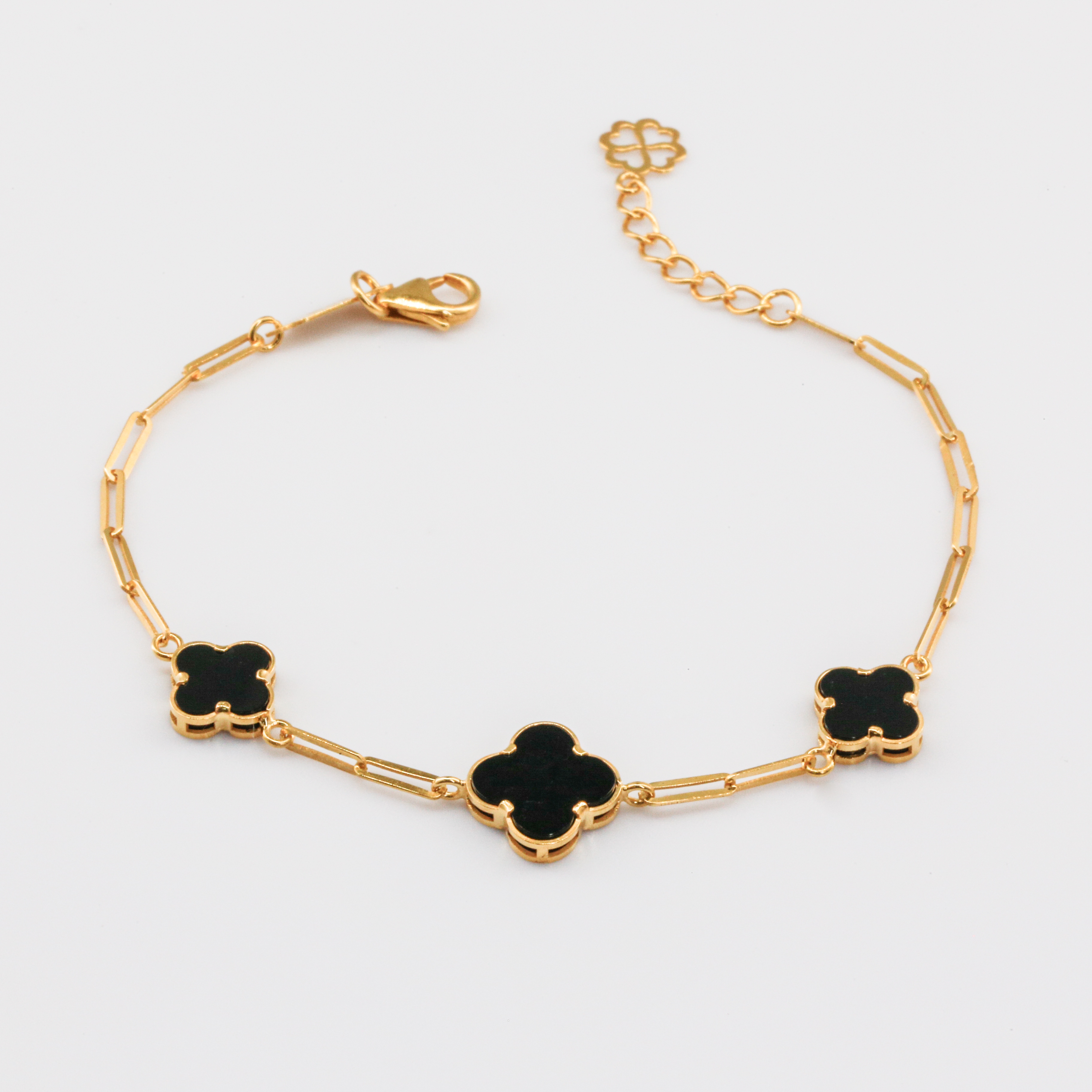 Lắc tay Gold Filled 1/20 14K cỏ 4 lá đính đá BN JEWELRY | bản phối 3 charm - LTY1889_E