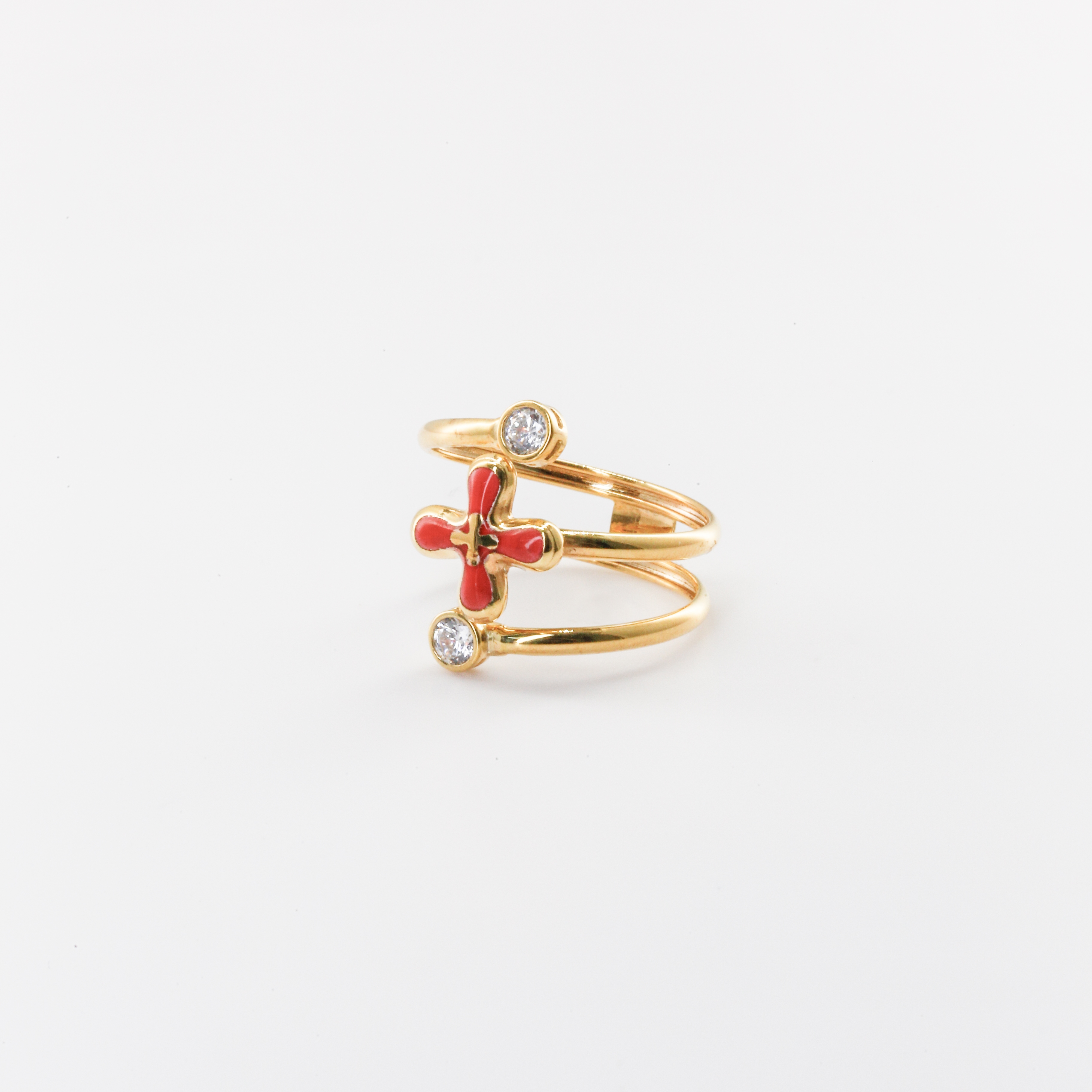 Nhẫn Gold Filled 14K 1/20 thiết kế hở hoa 4 cánh đính đá BN JEWELRY - NGY1817_EPT