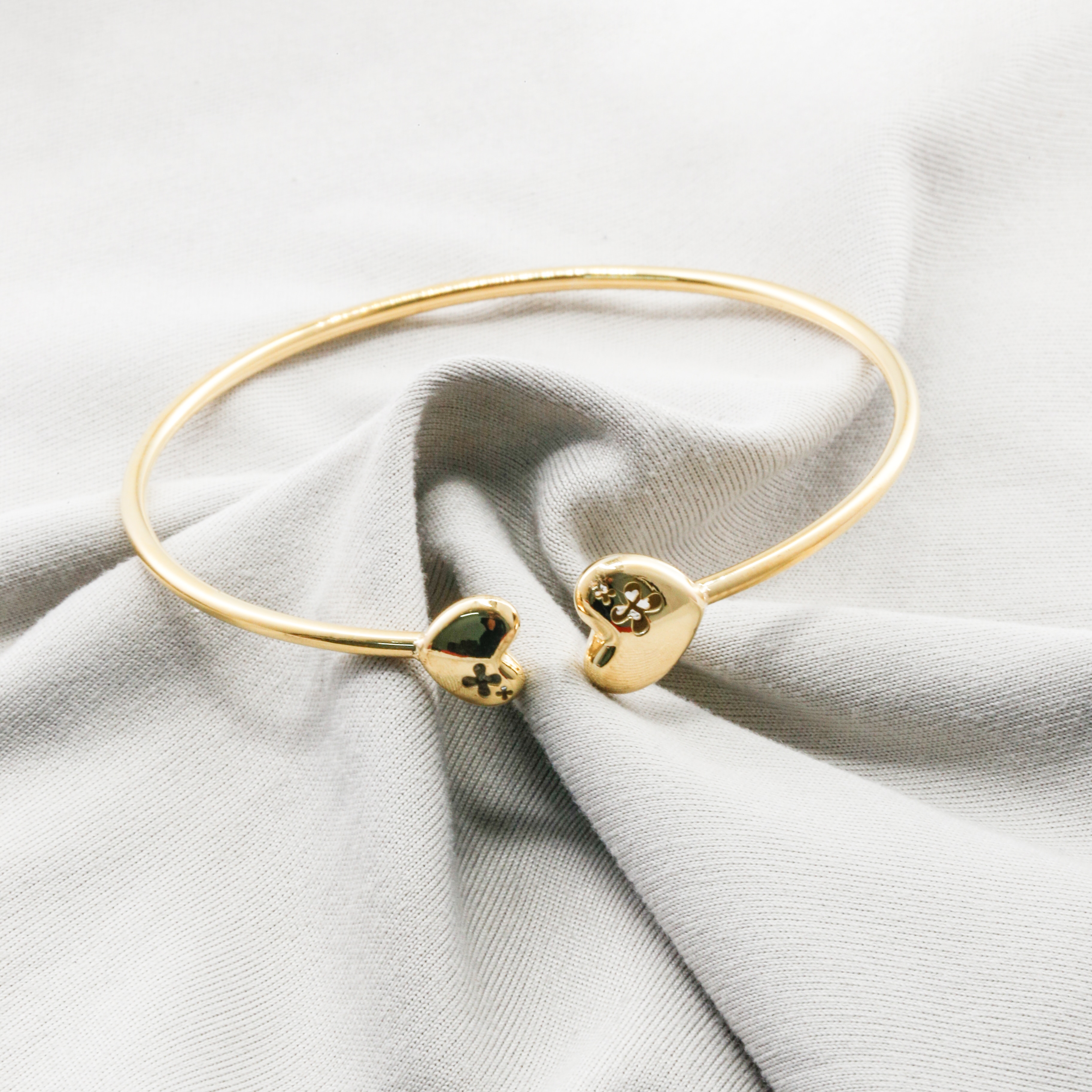 Vòng tay Gold Filled 14K 1/20 kiểu dáng hở hai trái tim BN JEWELRY - VKY1832_E
