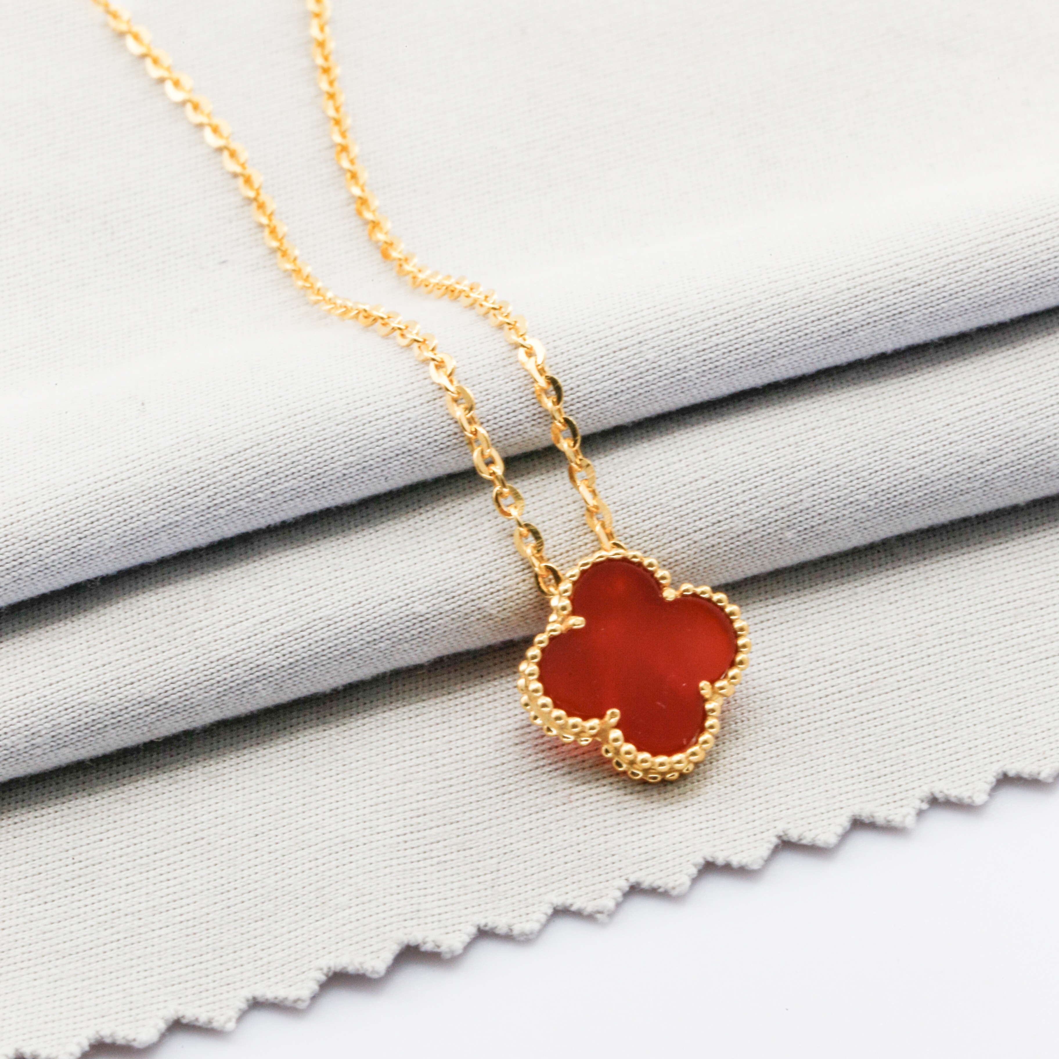 Dây chuyền Bạch kim Platinum 7% mặt cỏ 4 lá viền bi BN JEWELRY | bản 10 ly - DKY2540_K_PT_V