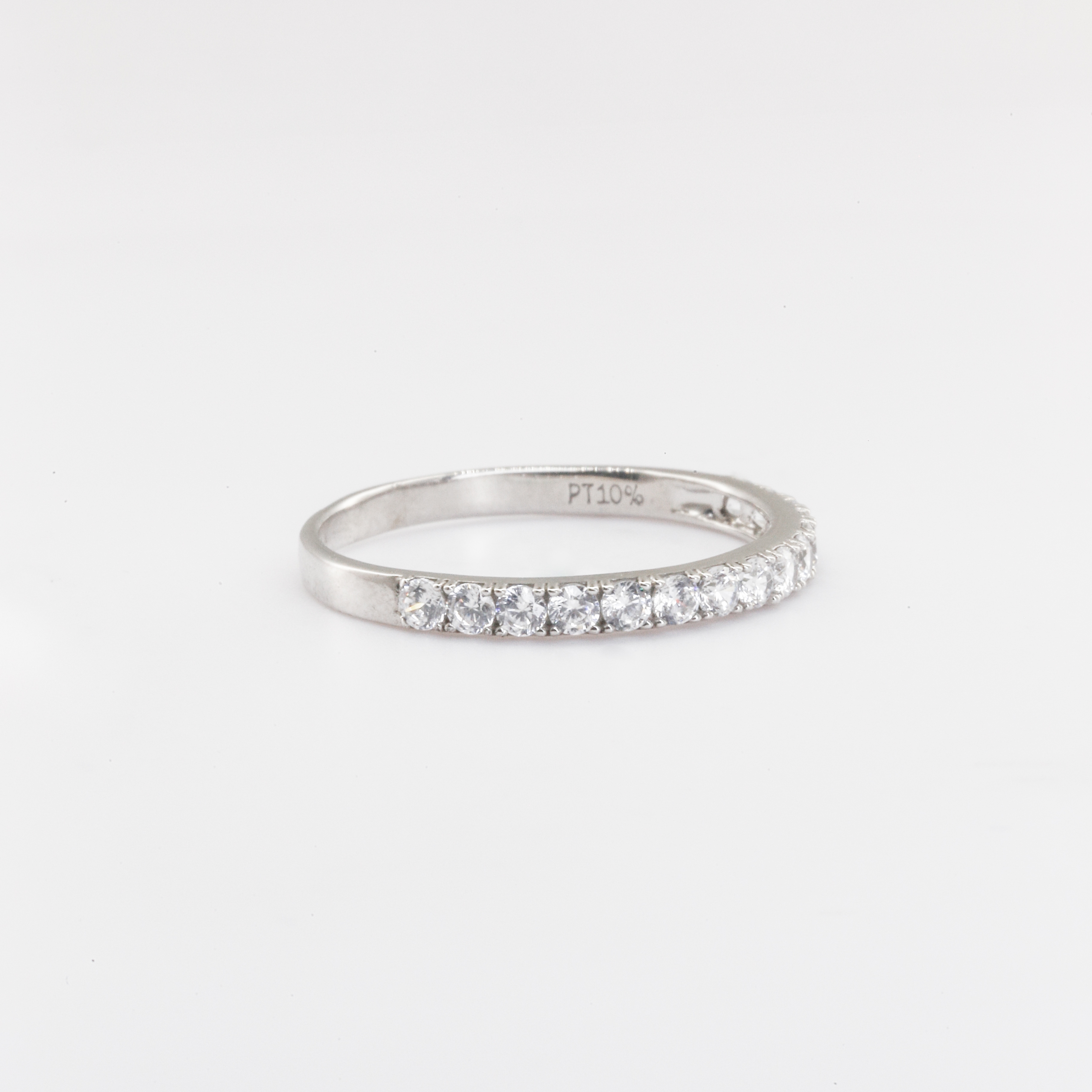 Nhẫn Bạch kim Platinum 10% thiết kế Half Eternity đính đá thanh mảnh BN JEWELRY - NGY1790_PT