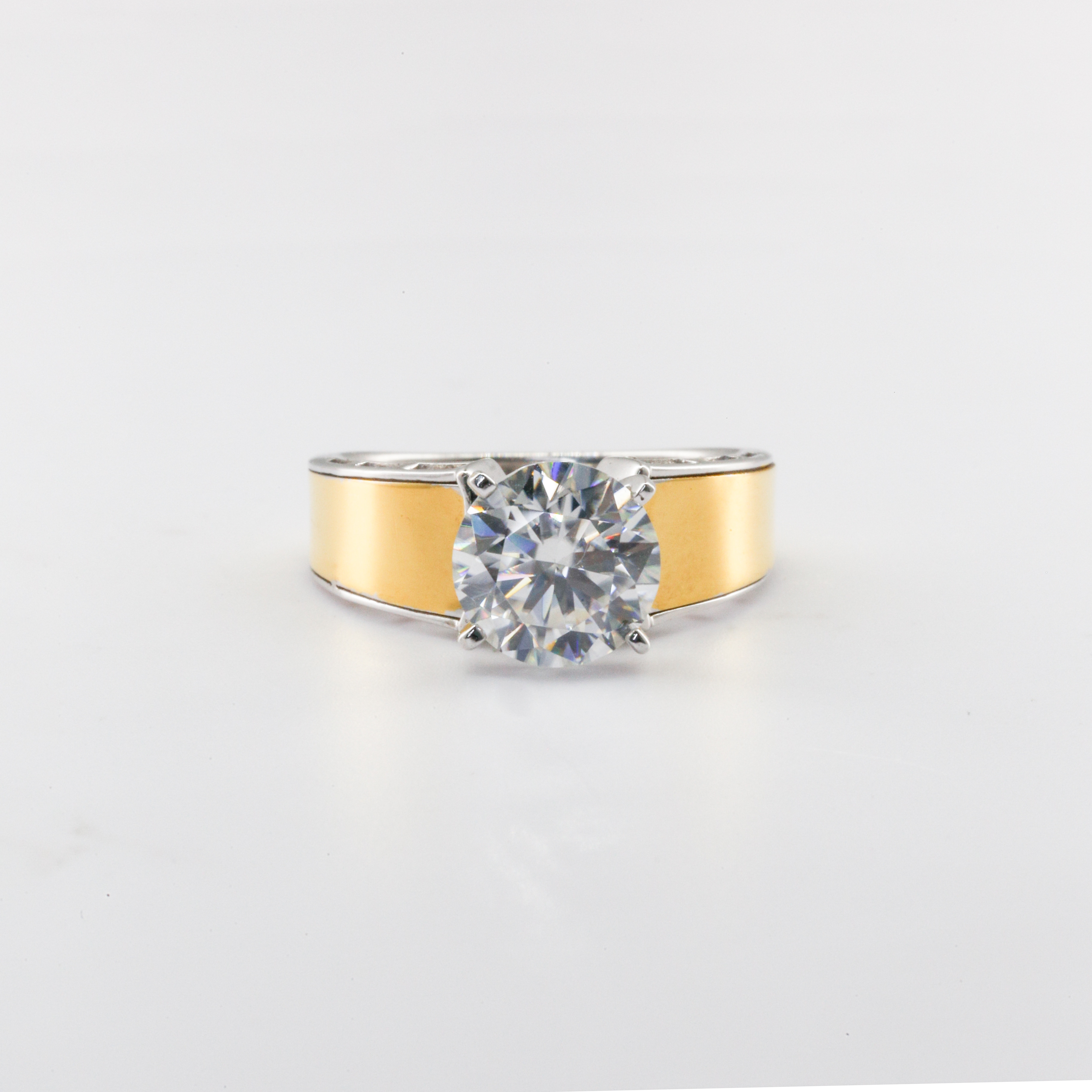 Nhẫn Bạch kim Platinum 10% Solitaire phối màu đính đá moissanite BN JEWELRY | đá 8.0 ly - NGY1866_PTE