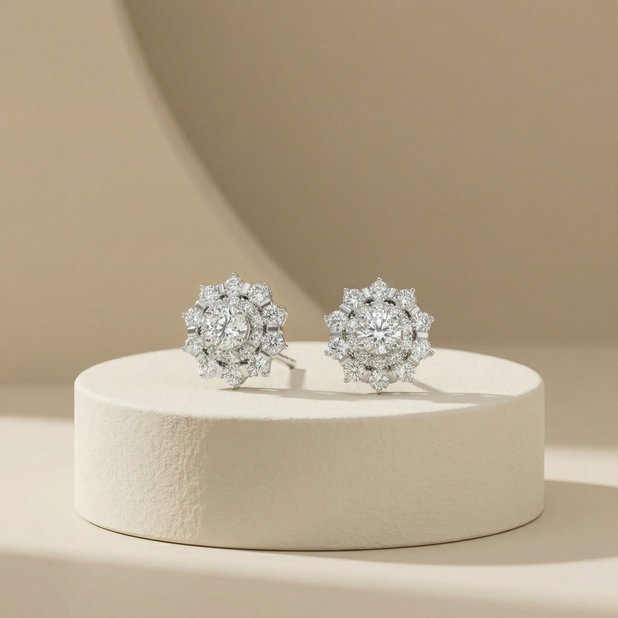 Bông tai Platinum thiết kế Snowflake Moissanite BN JEWELRY | BDY2007