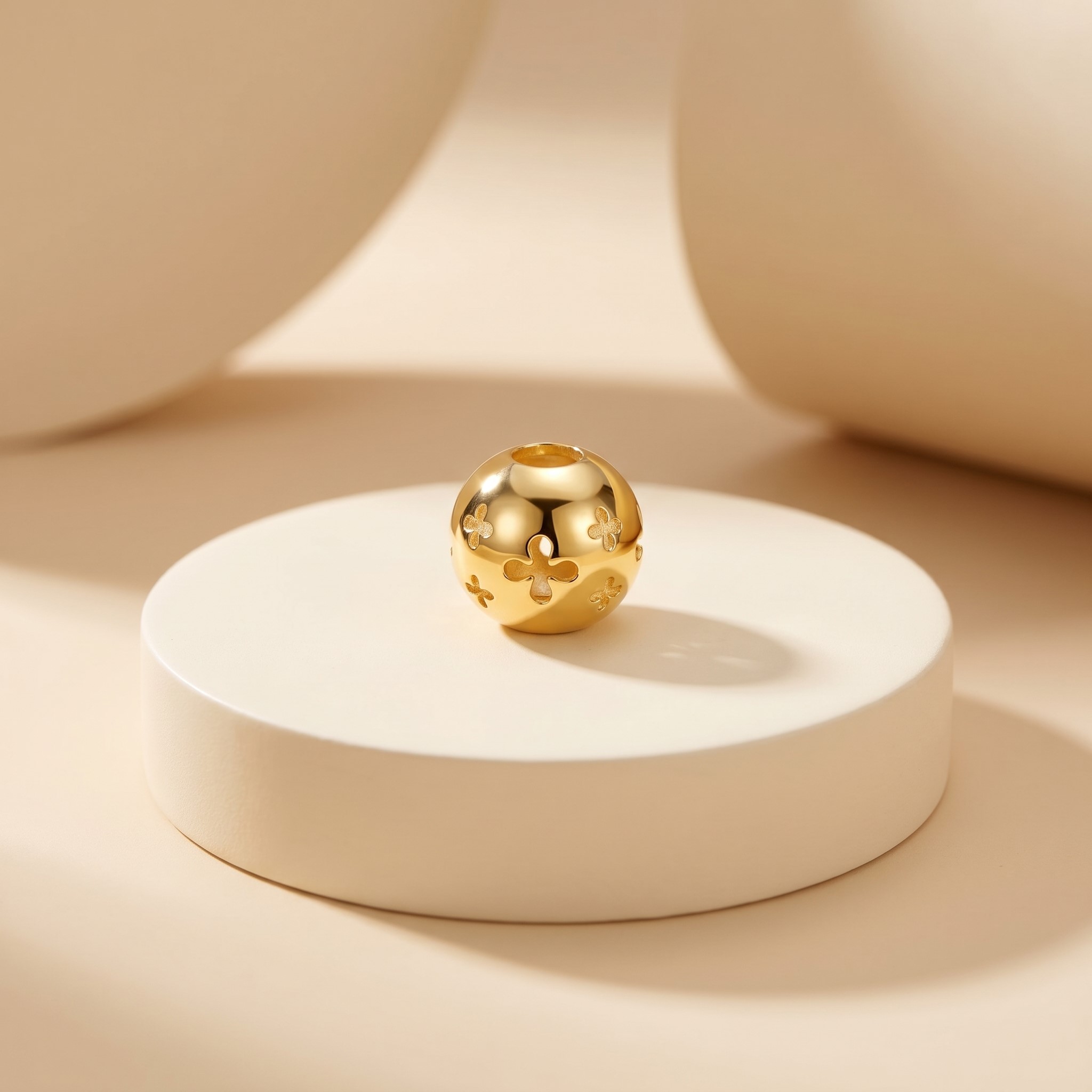 Mặt dây chuyền Gold Filled 14K 1/20 charm bi khắc laser Clover Sphere BN JEWELRY | bản 9 ly - PK506_E