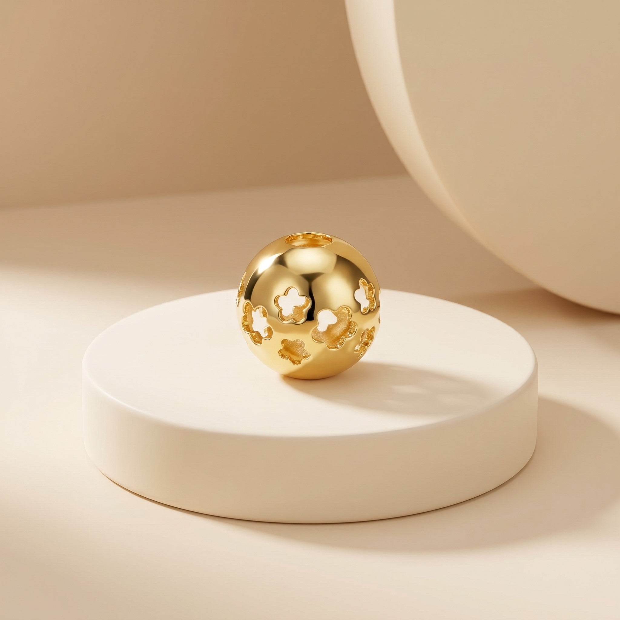 Mặt dây chuyền Gold Filled 14K 1/20 charm bi khắc laser hoa 5 cánh BN JEWELRY | bản 10 ly - PK504_E