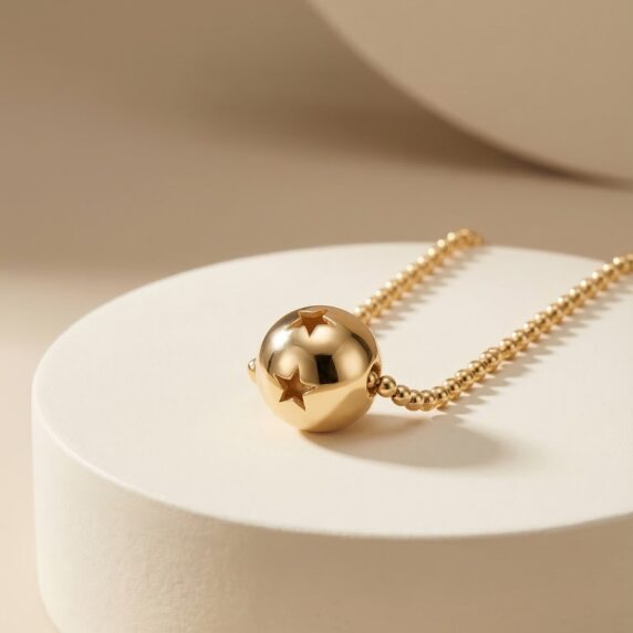 Mặt dây chuyền GF 14K charm tròn khắc ngôi sao BN JEWELRY