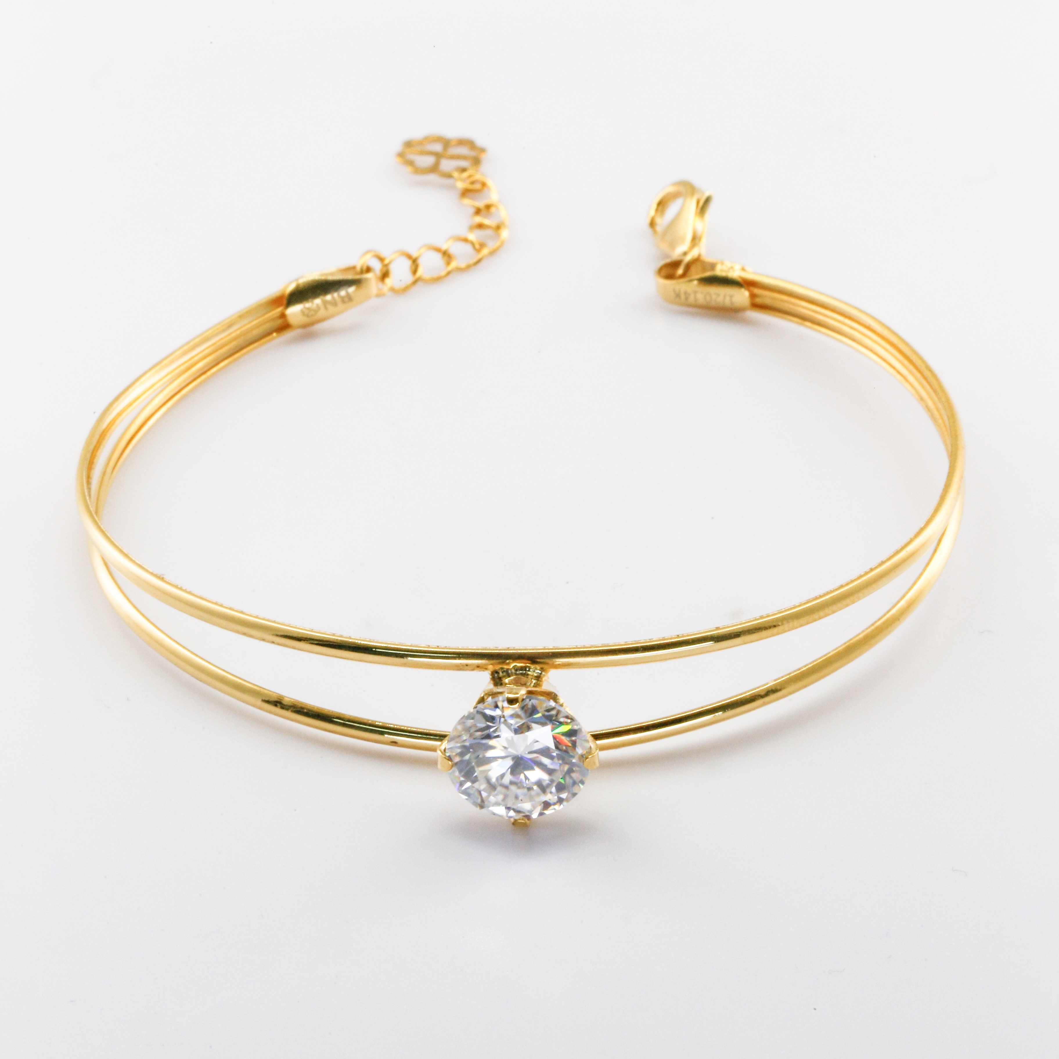 Vòng tay Gold Filled 14K 1/20 thiết kế Solitaire đính đá moissanite BN JEWELRY | đá 9.0 ly - VKY1828_E