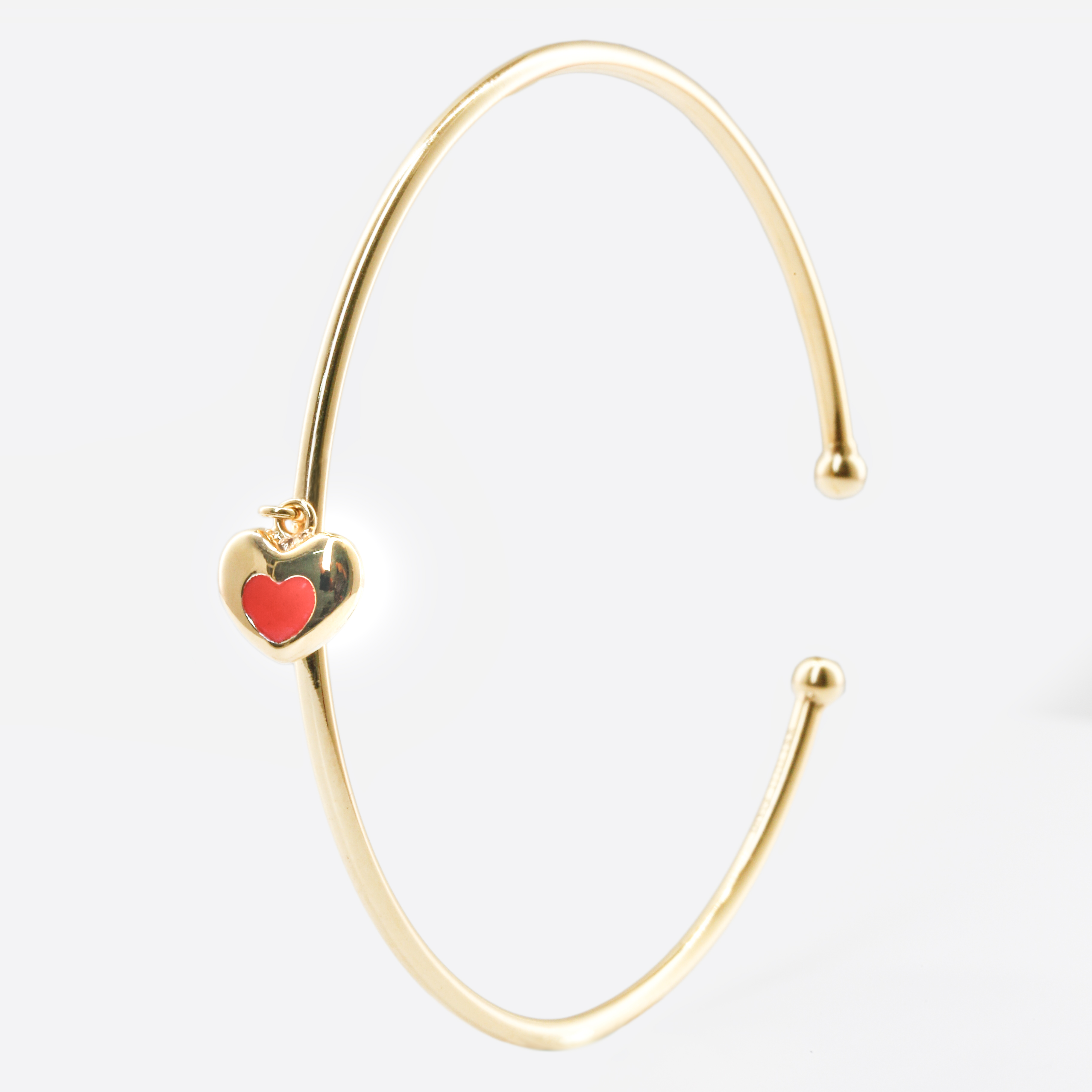 Vòng tay Gold Filled 14K thiết kế hở đính charm tim đỏ BN JEWELRY - VKY1834_E