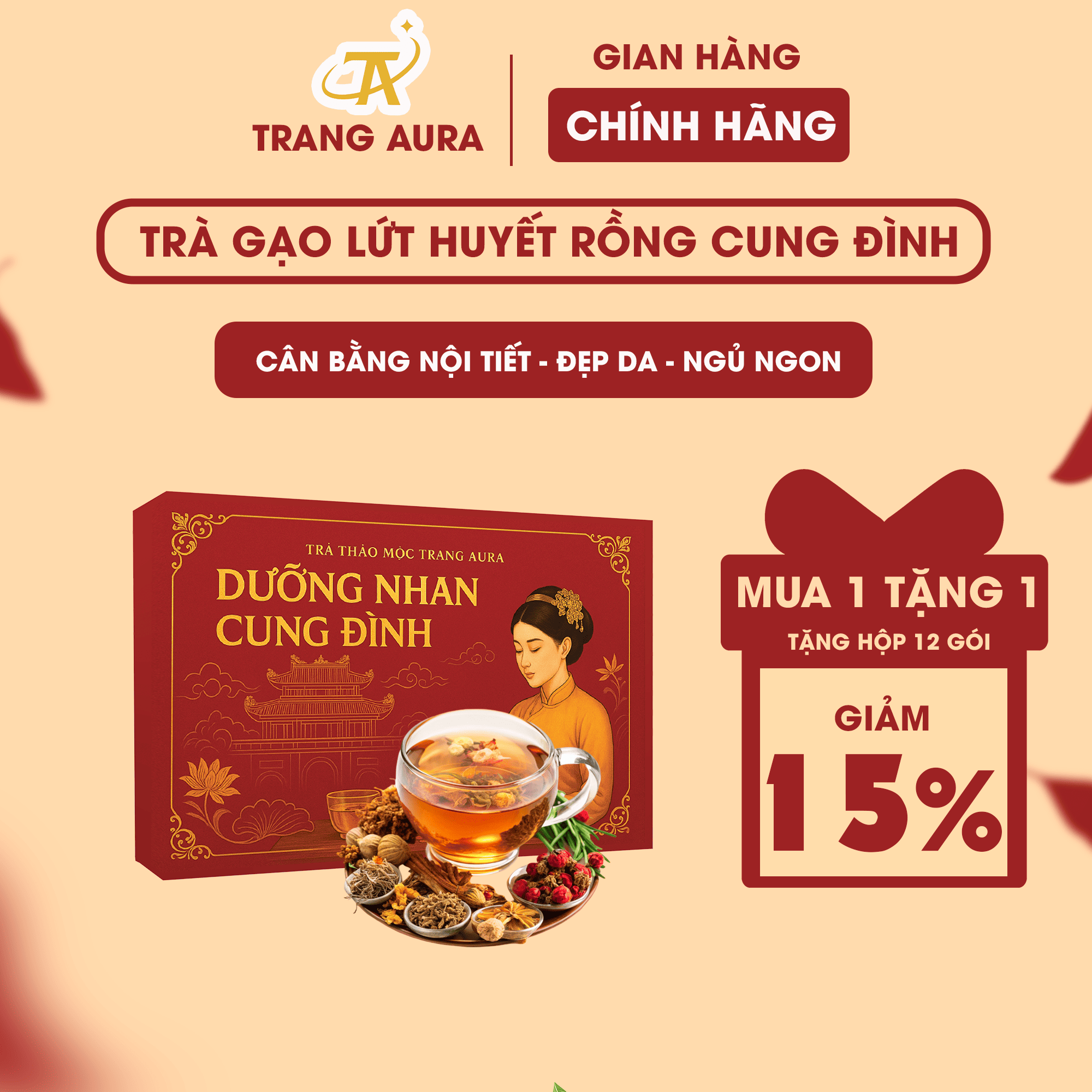 Combo 2 Hộp Trà Gạo Lứt Huyết Rồng Cung Đình