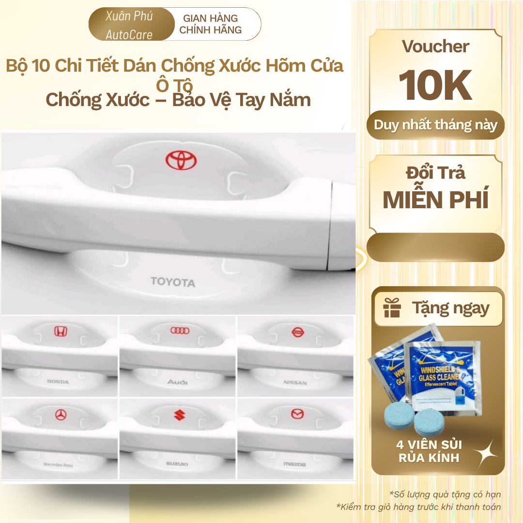 Combo 10 miếng silicon dán hõm cửa , tay cầm , tai gương
