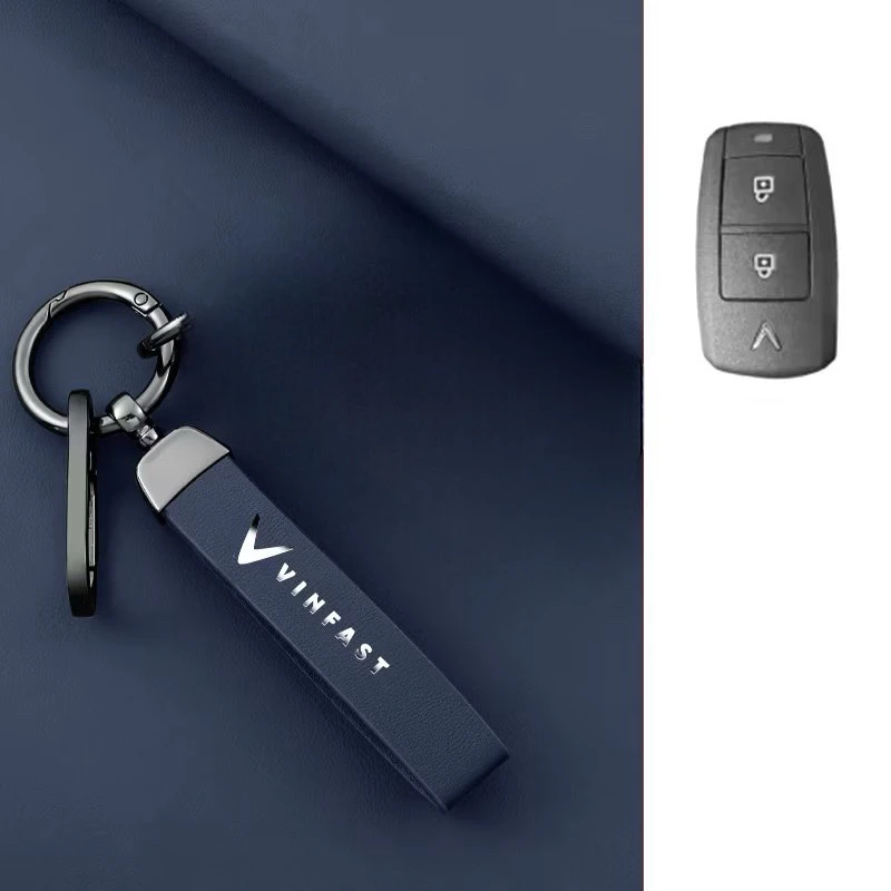 Ốp khoá kim loại 2 mặt da cao cấp xe ô tô Vinfast VF3 VF5 Limo Green VF6789+ Móc Ngắn