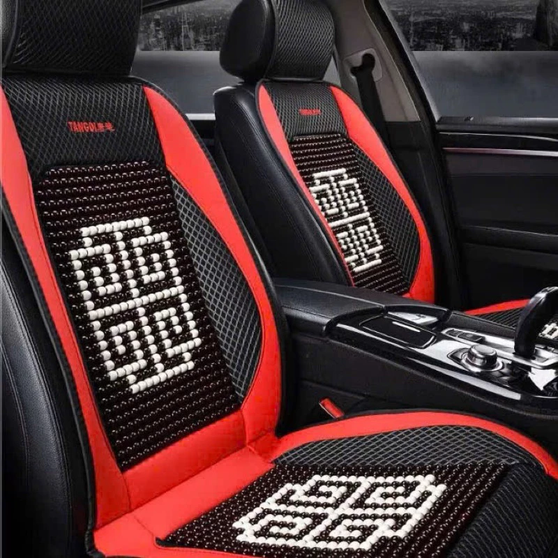 Lót ghế hạt gỗ phối da hãng Tangdi hoa văn