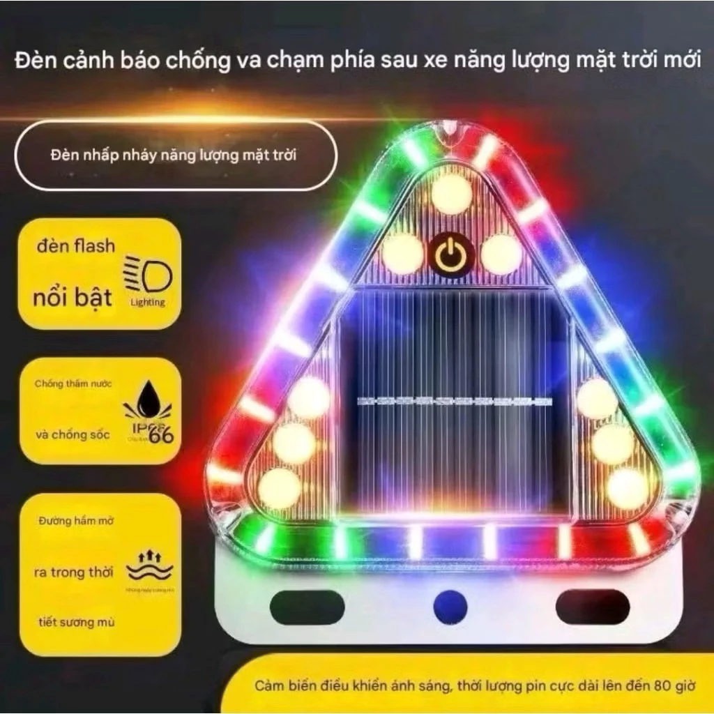 Đèn led cảnh báo nguy hiểm - tam giác hút từ tính 12cm