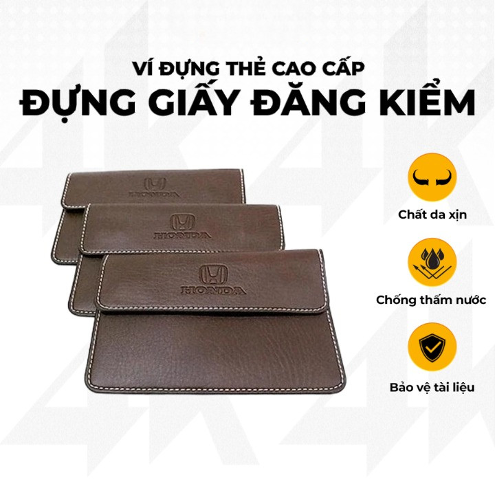 Ví da đựng giấy tờ có logo xe nâu