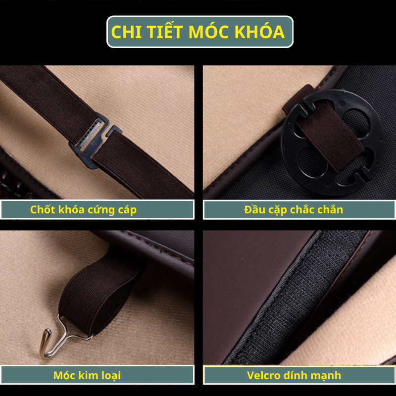 Lót ghế hạt gỗ phối da hãng Tangdi hoa văn