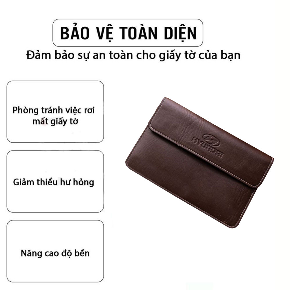 Ví da đựng giấy tờ có logo xe nâu