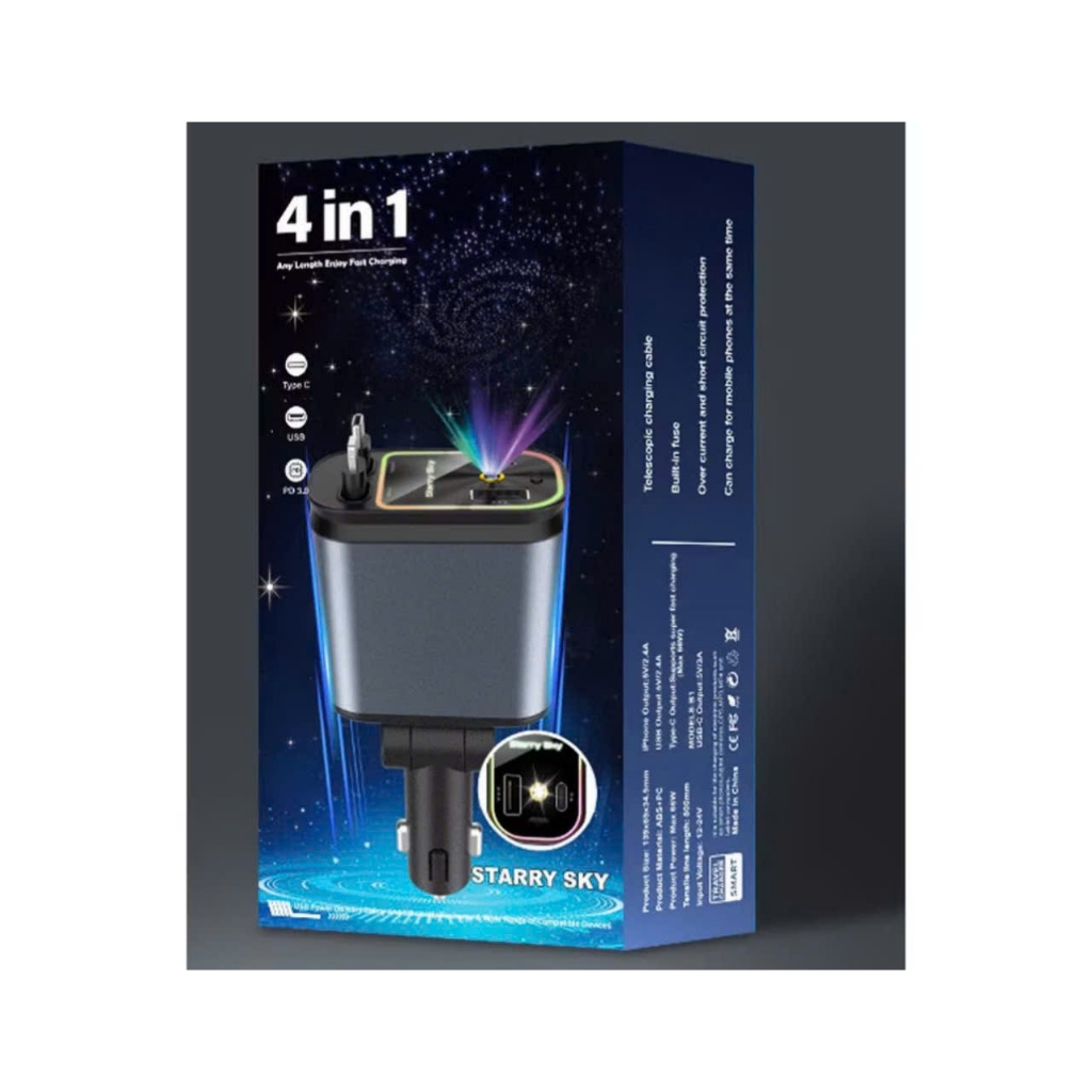 Tẩu sạc nhanh ô tô 4 trong 1  Type-C 120W