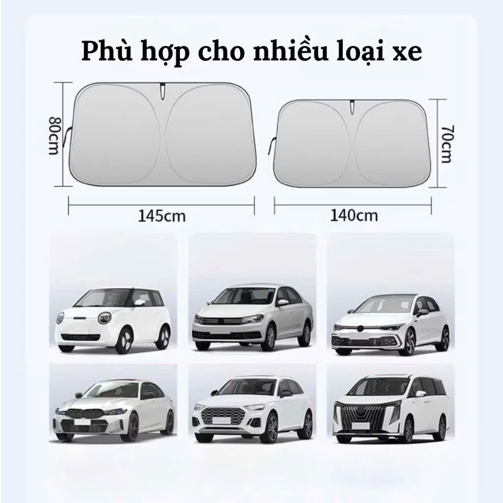Tấm che nắng kính lái phủ bạc titan gấp gọn