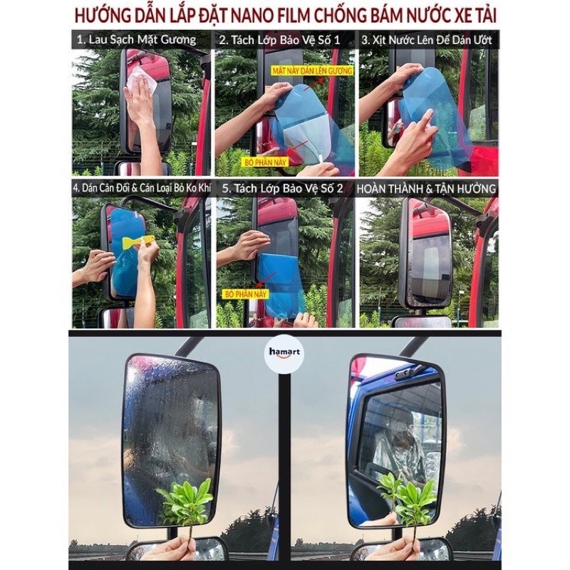 Bộ 2 miếng dán kính Nano chống đọng nước xe tải